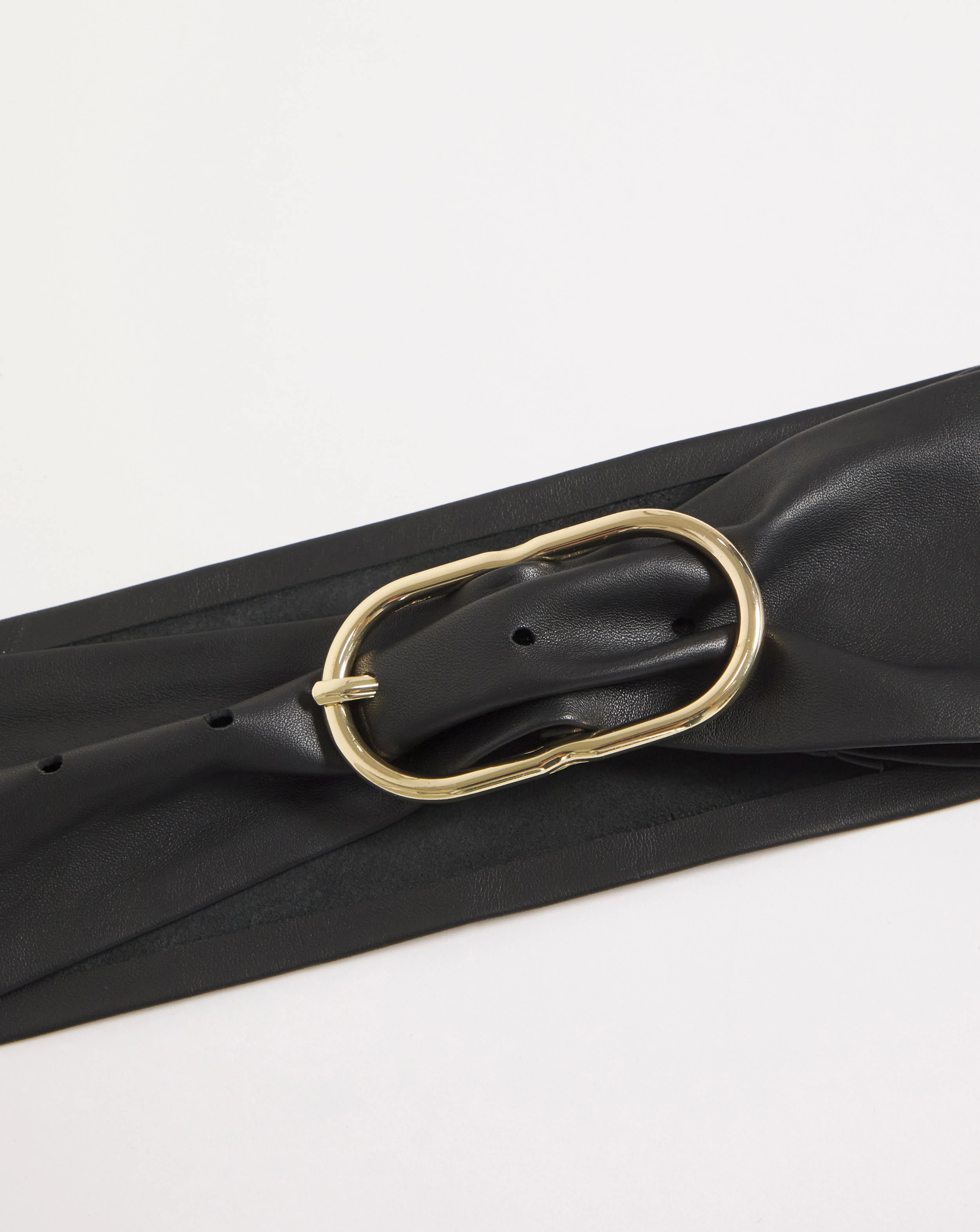 Buckle Detail Wide Waist Leather Belt | Simply Be