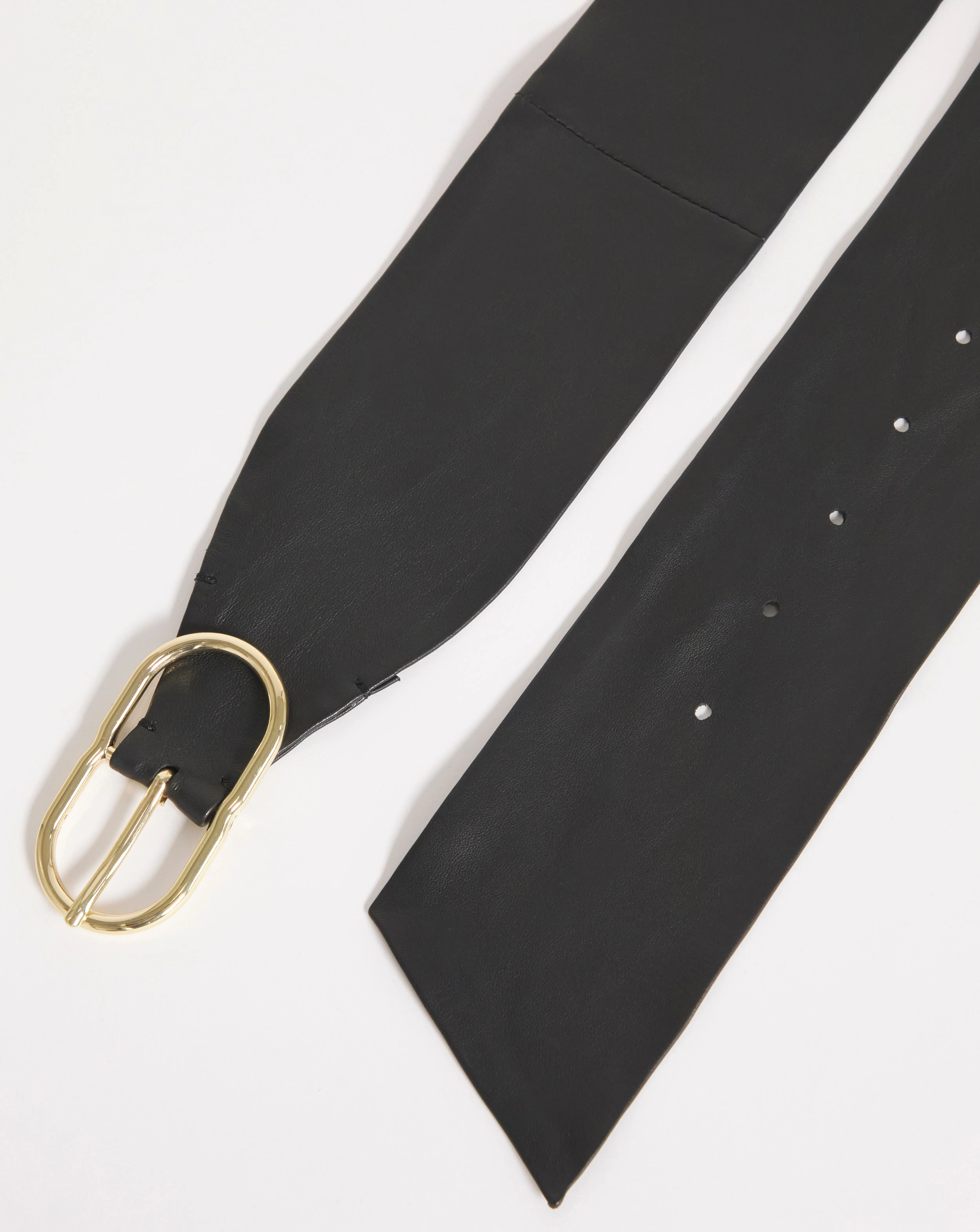 Buckle Detail Wide Waist Leather Belt | Simply Be