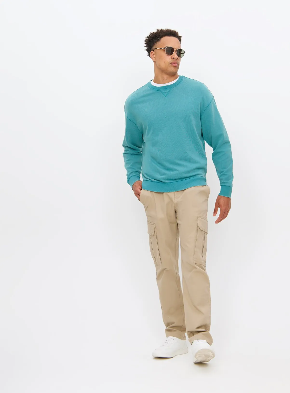 Buy Teal Garment Dye Crew Neck Sweatshirt XXXL | Sweatshirts and hoodies | Tu