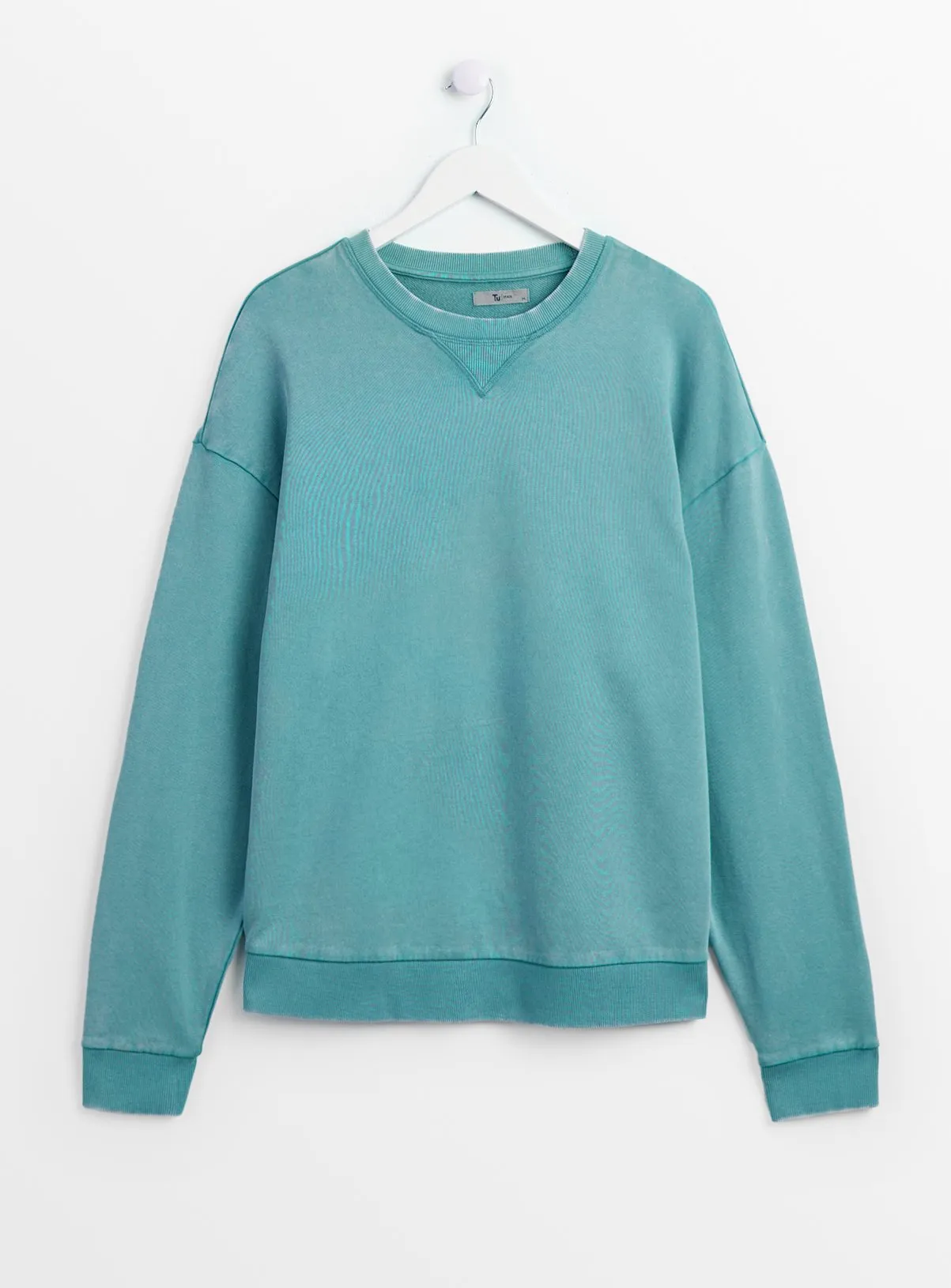 Buy Teal Garment Dye Crew Neck Sweatshirt XXXL | Sweatshirts and hoodies | Tu