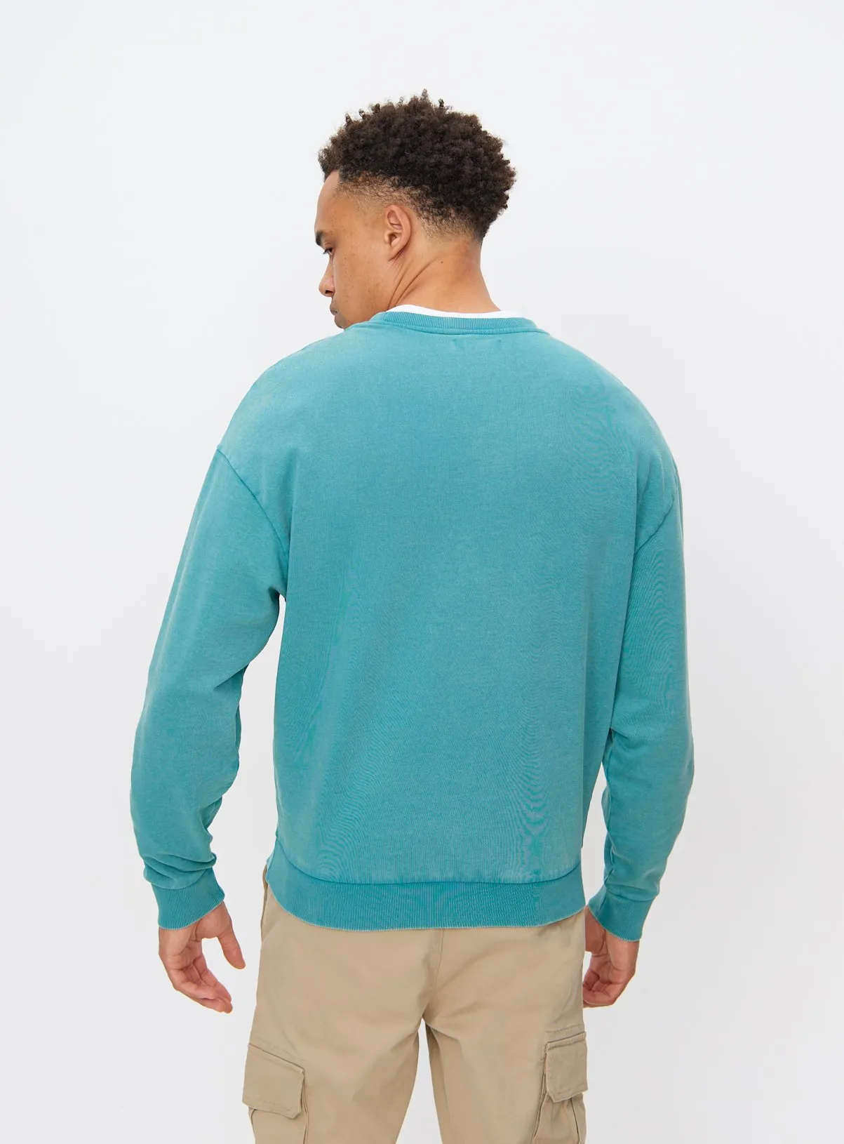 Buy Teal Garment Dye Crew Neck Sweatshirt XXXL | Sweatshirts and hoodies | Tu