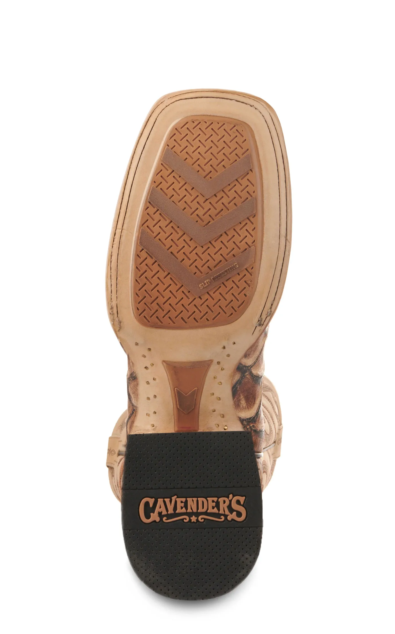 Cavender's Men's Endurance Camel and Sand Pirarucu Print Square Toe Cowboy Boots