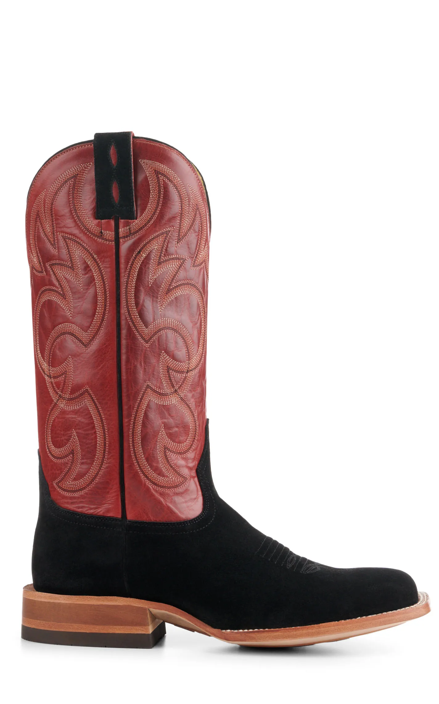 Cavender's Men's Endurance Red and Black Roughout Wide Square Toe Cowboy Boots