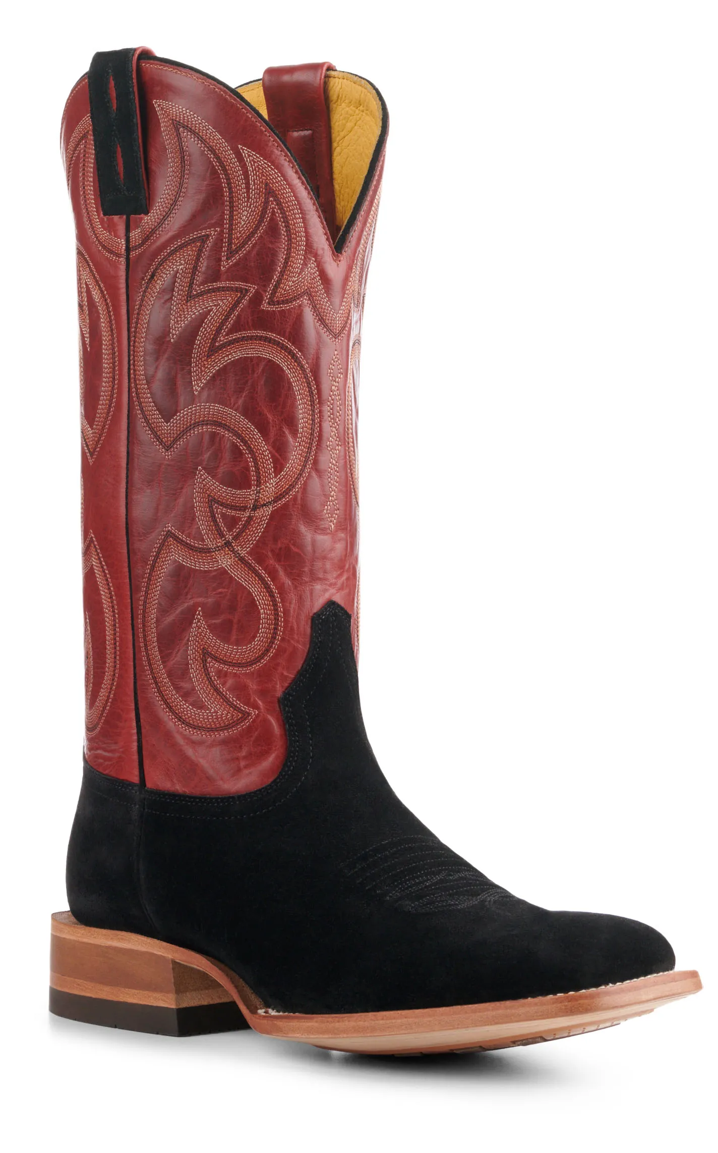 Cavender's Men's Endurance Red and Black Roughout Wide Square Toe Cowboy Boots