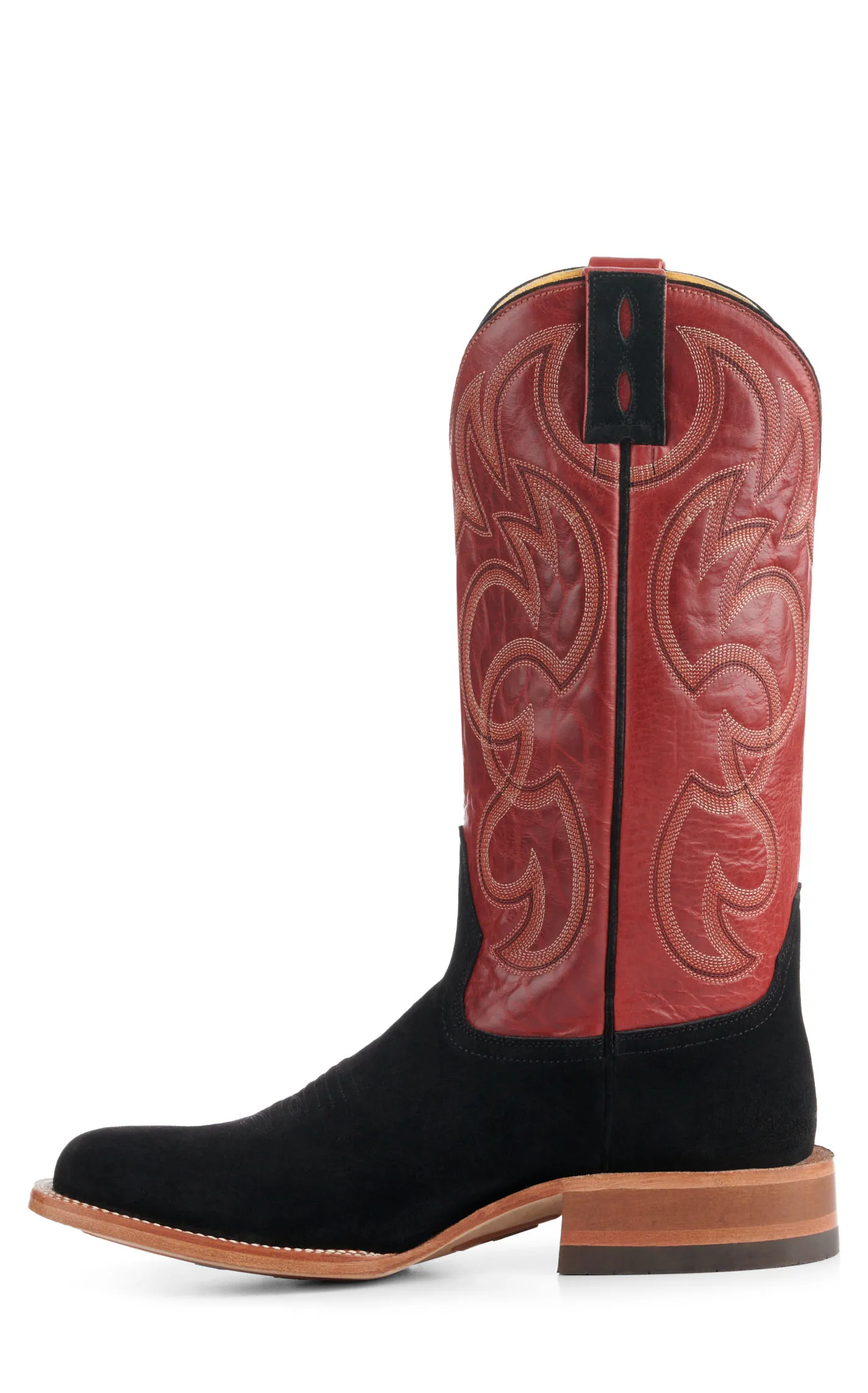 Cavender's Men's Endurance Red and Black Roughout Wide Square Toe Cowboy Boots