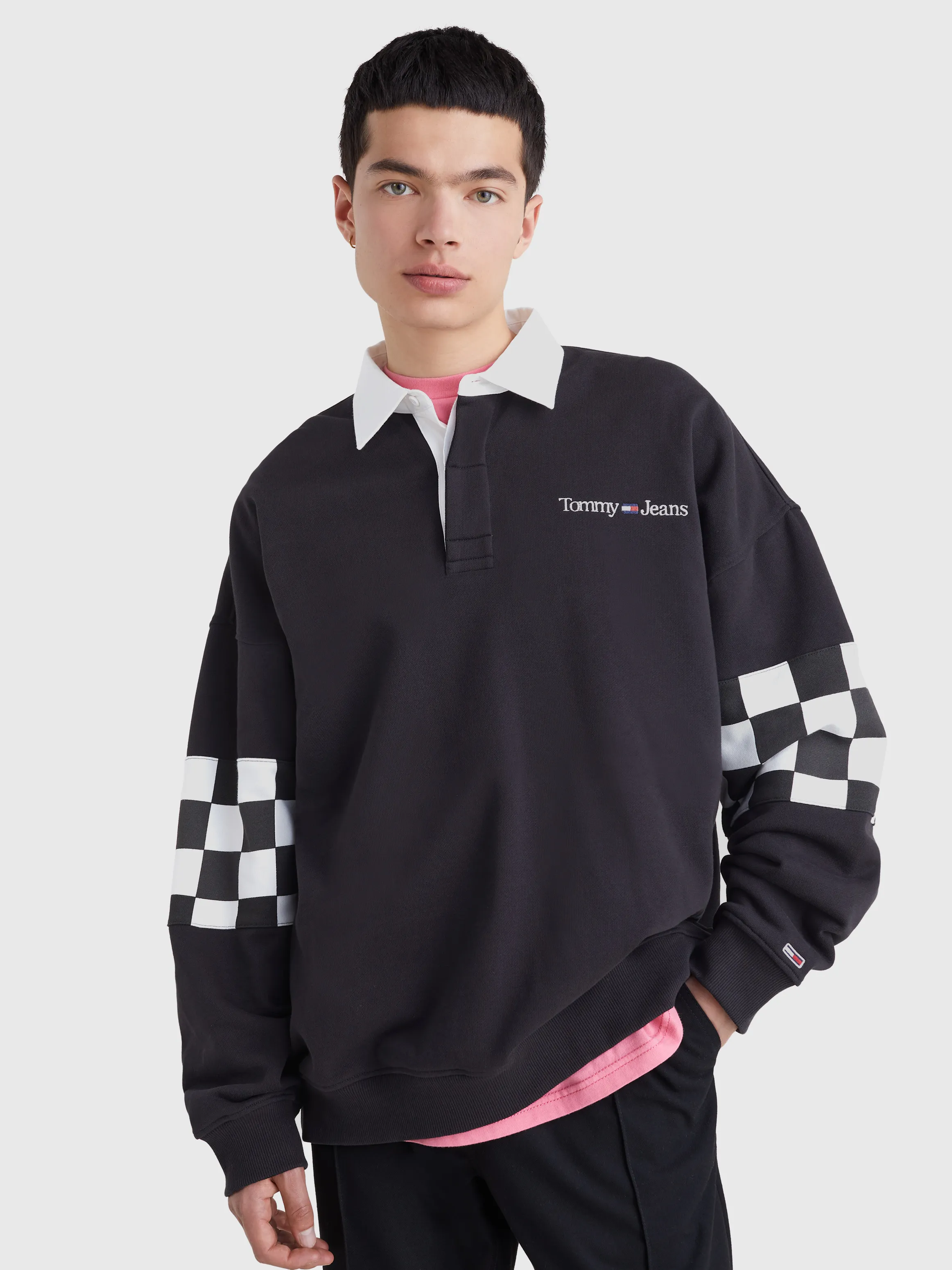 Checkerboard Logo Embroidery Rugby Shirt | Sweatshirts & Hoodies | Tommy Jeans