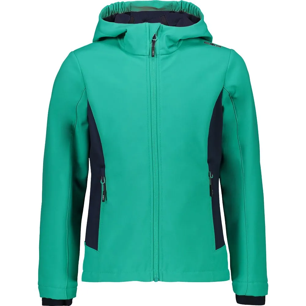 CMP - Fix Hood Sofshell Jacket Girls antracite EF emerald