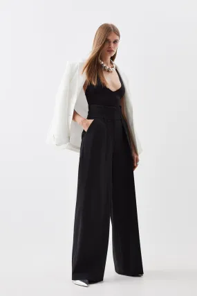 Compact Stretch Tailored High Waist Wide Leg | Karen Millen