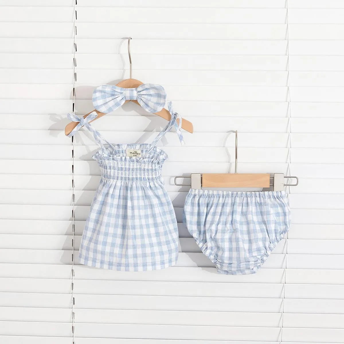 Costal 3pcs set made from 100% cotton: top + bloomers + bow: 6-12M, 1-2Y