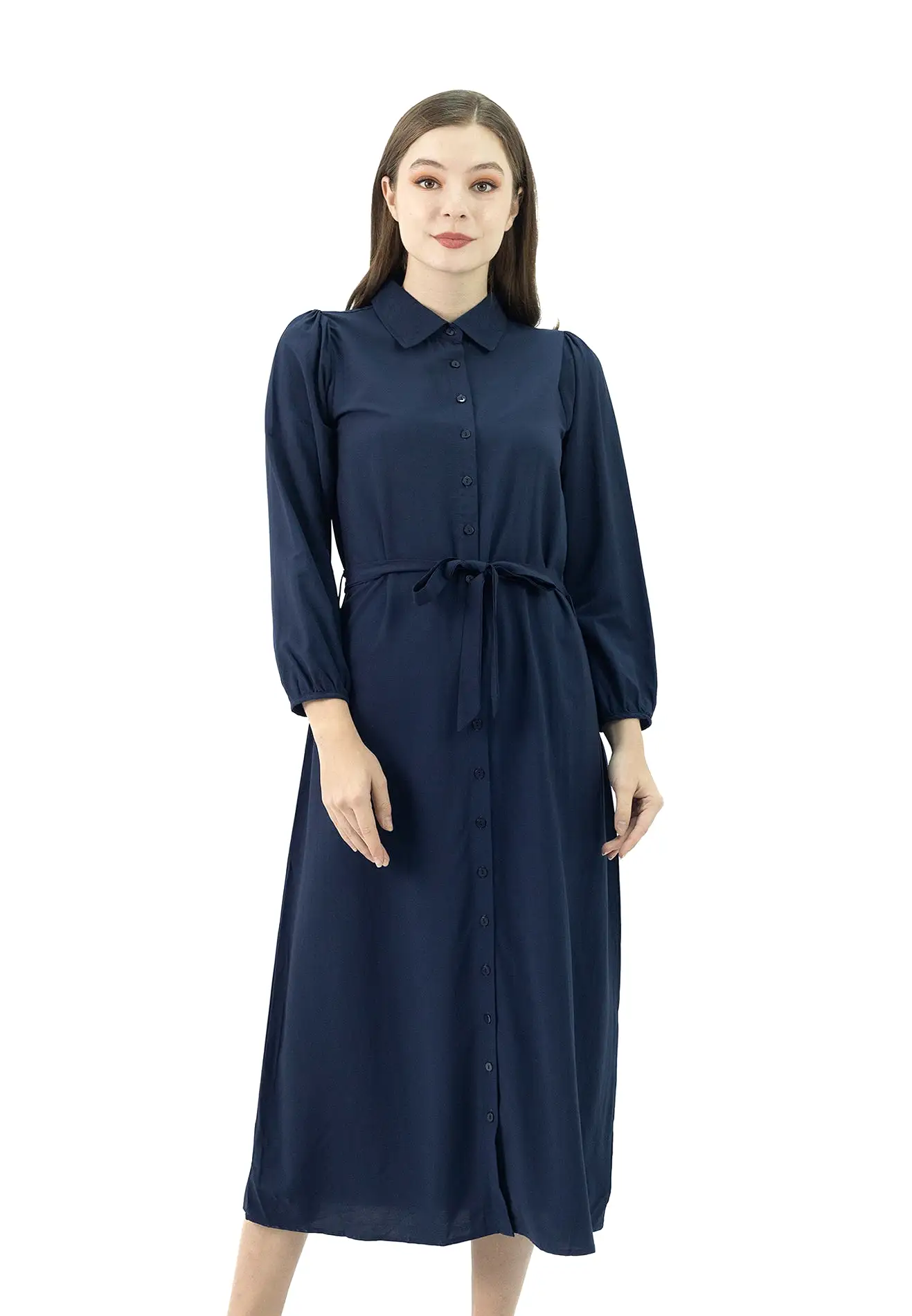 DAISY BY VOIR Wing Collar Tie Waist Dress