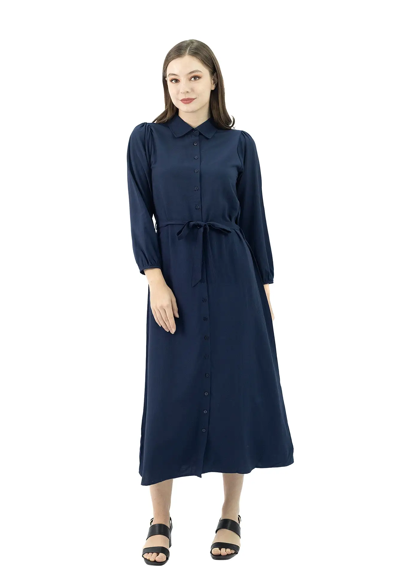 DAISY BY VOIR Wing Collar Tie Waist Dress