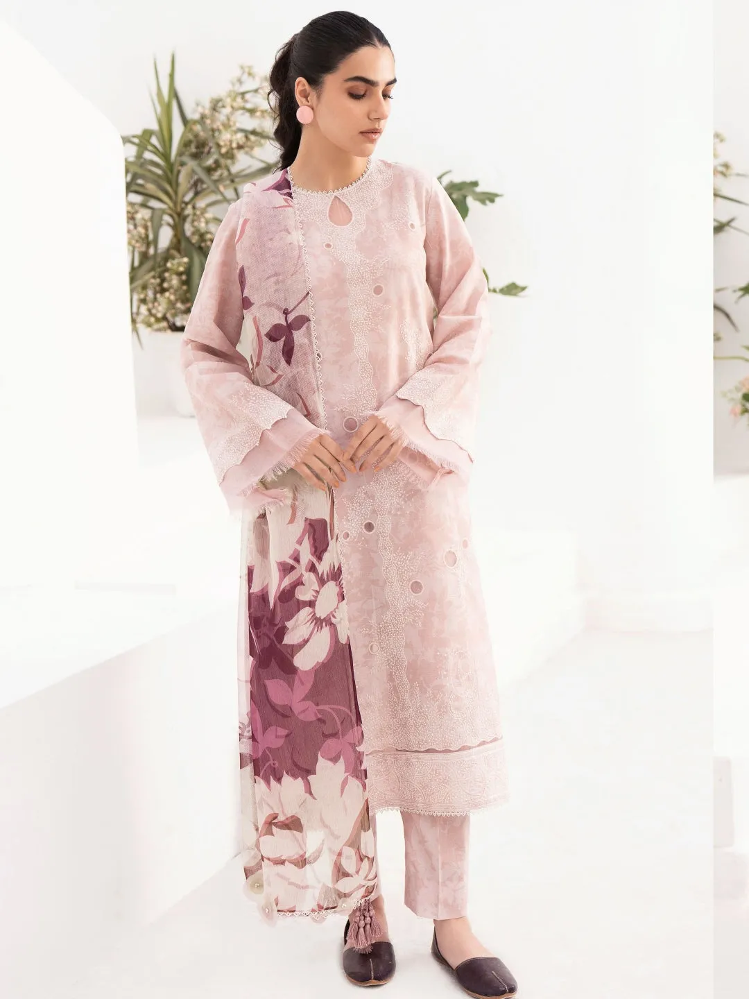 Digital Printed Embroidered Lawn