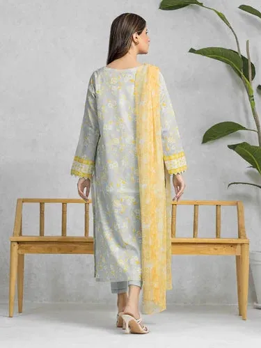 edenrobe Allure Lawn Unstitched Printed 3Pc Suit EWU24A1-28382