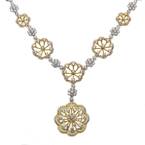 Fancy 18K Yellow and White Gold 20 Women's Necklace With 6.27 CT Diamonds