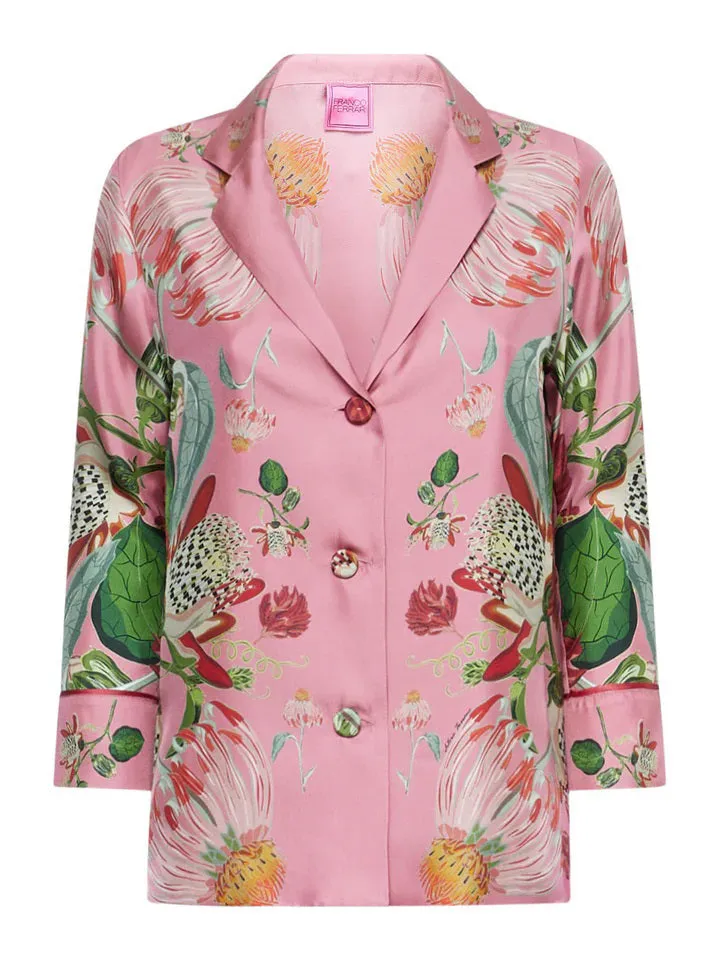 FRANCO FERRARI - ALOE PINK DAISIES SILK JACKET