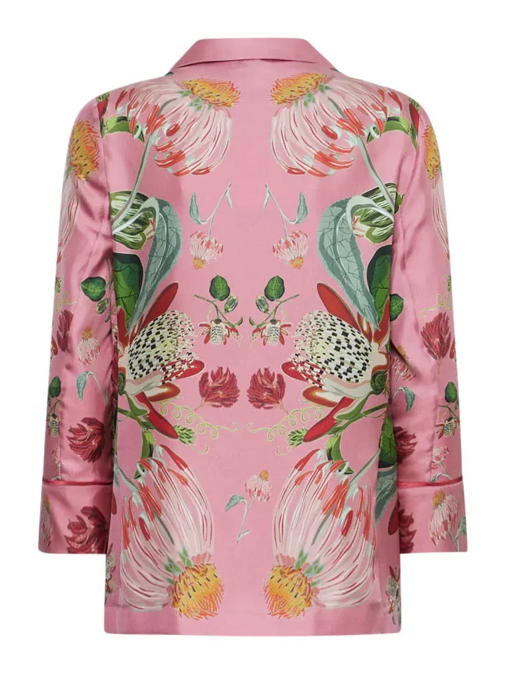 FRANCO FERRARI - ALOE PINK DAISIES SILK JACKET