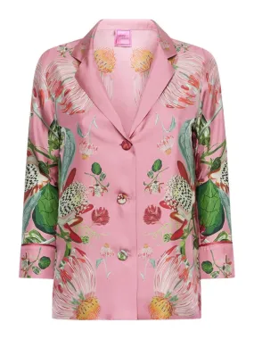 FRANCO FERRARI - ALOE PINK DAISIES SILK JACKET