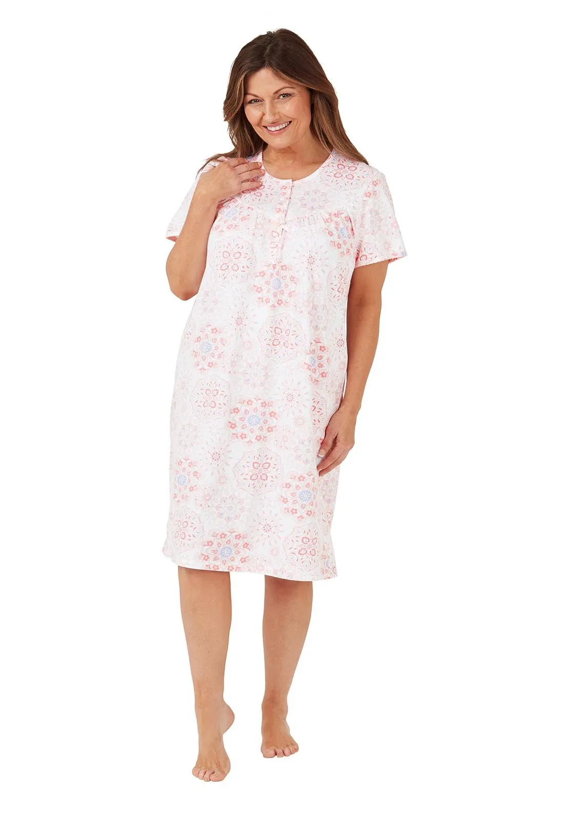 Geo 100% Cotton dress - Pink