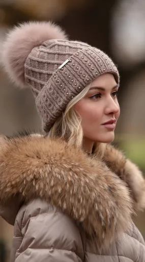 Harlow Pom Pom Hat - Taupe