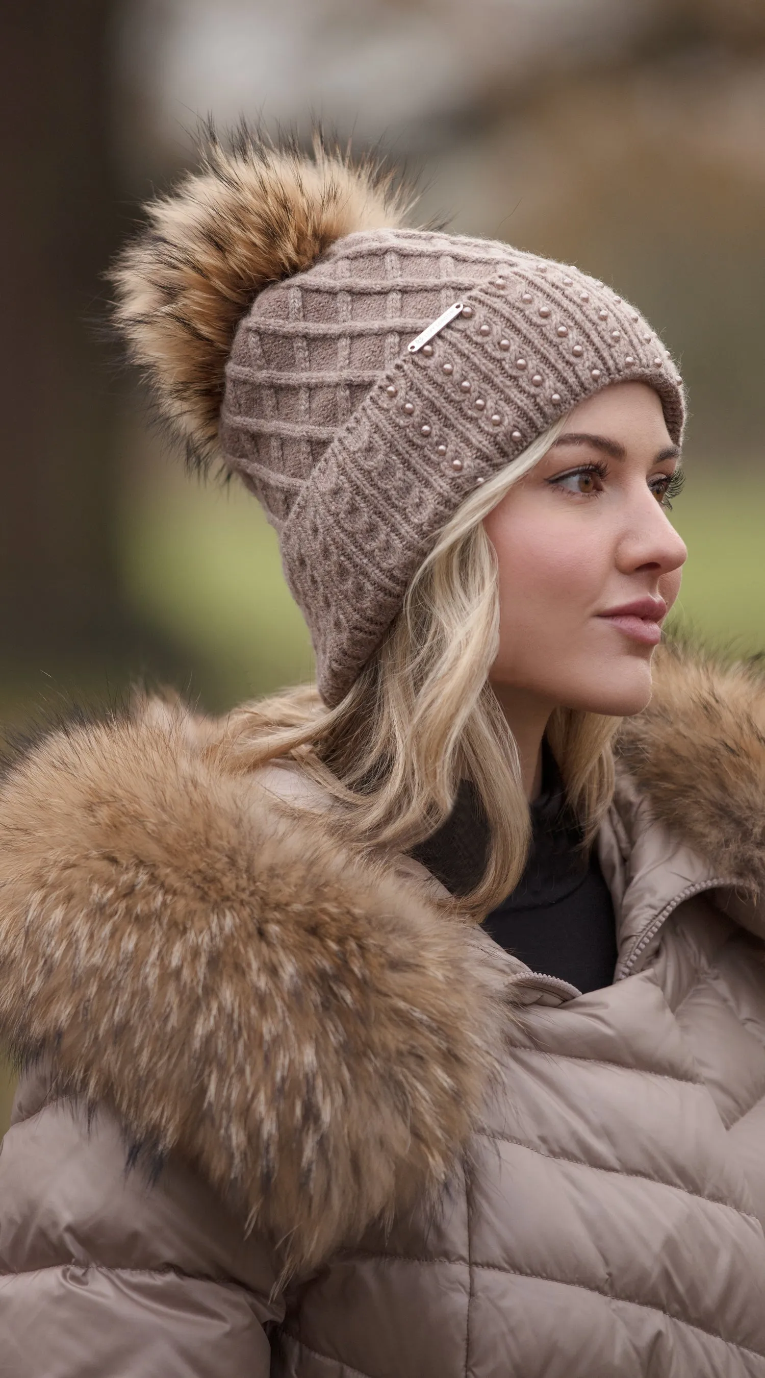 Harlow Pom Pom Hat - Taupe