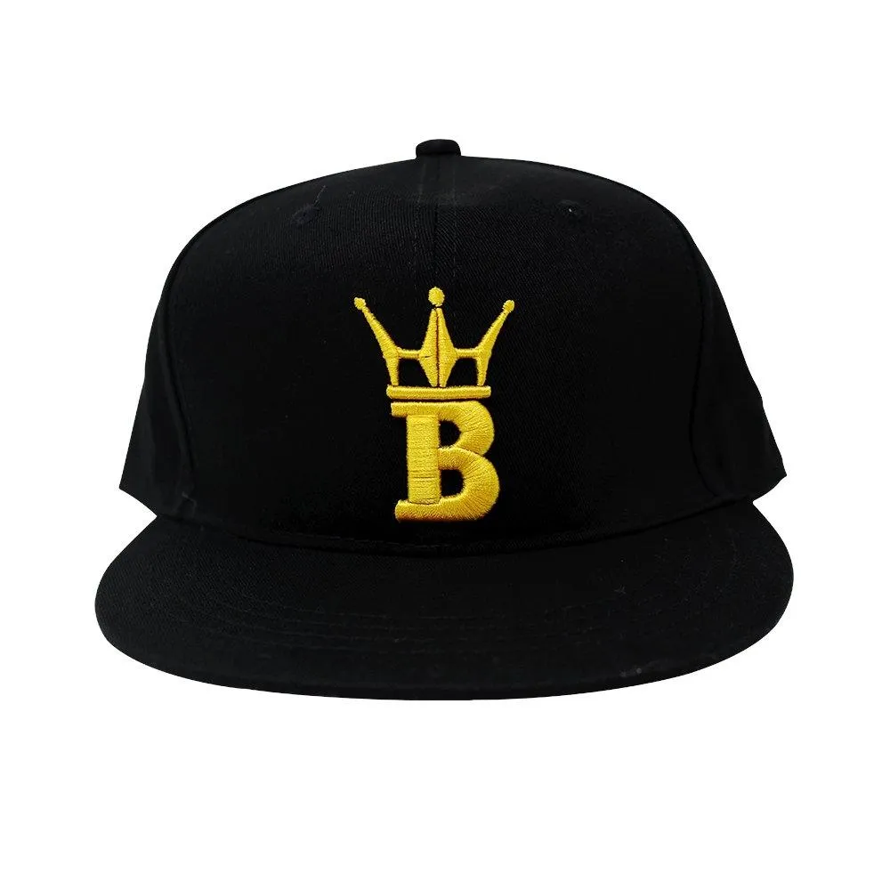 HipHopBling Crown Logo Black Cotton Snapback Hat