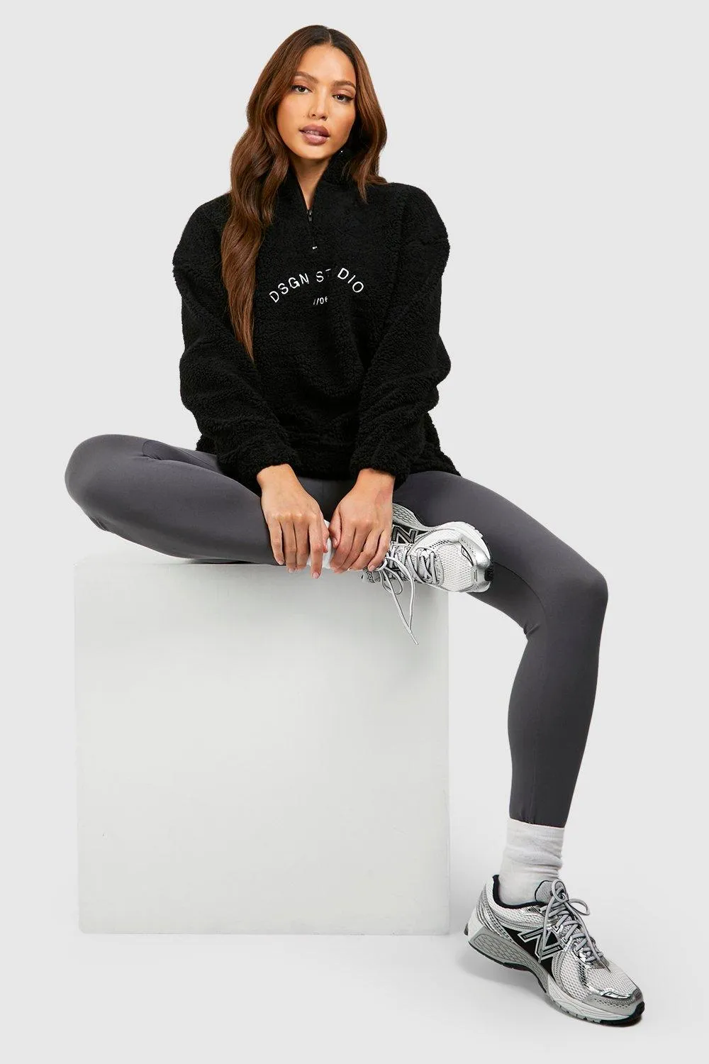 Hoodies & Sweatshirts | Tall Dsgn Studio Premium Borg Embroidered Half Zip Sweater | boohoo