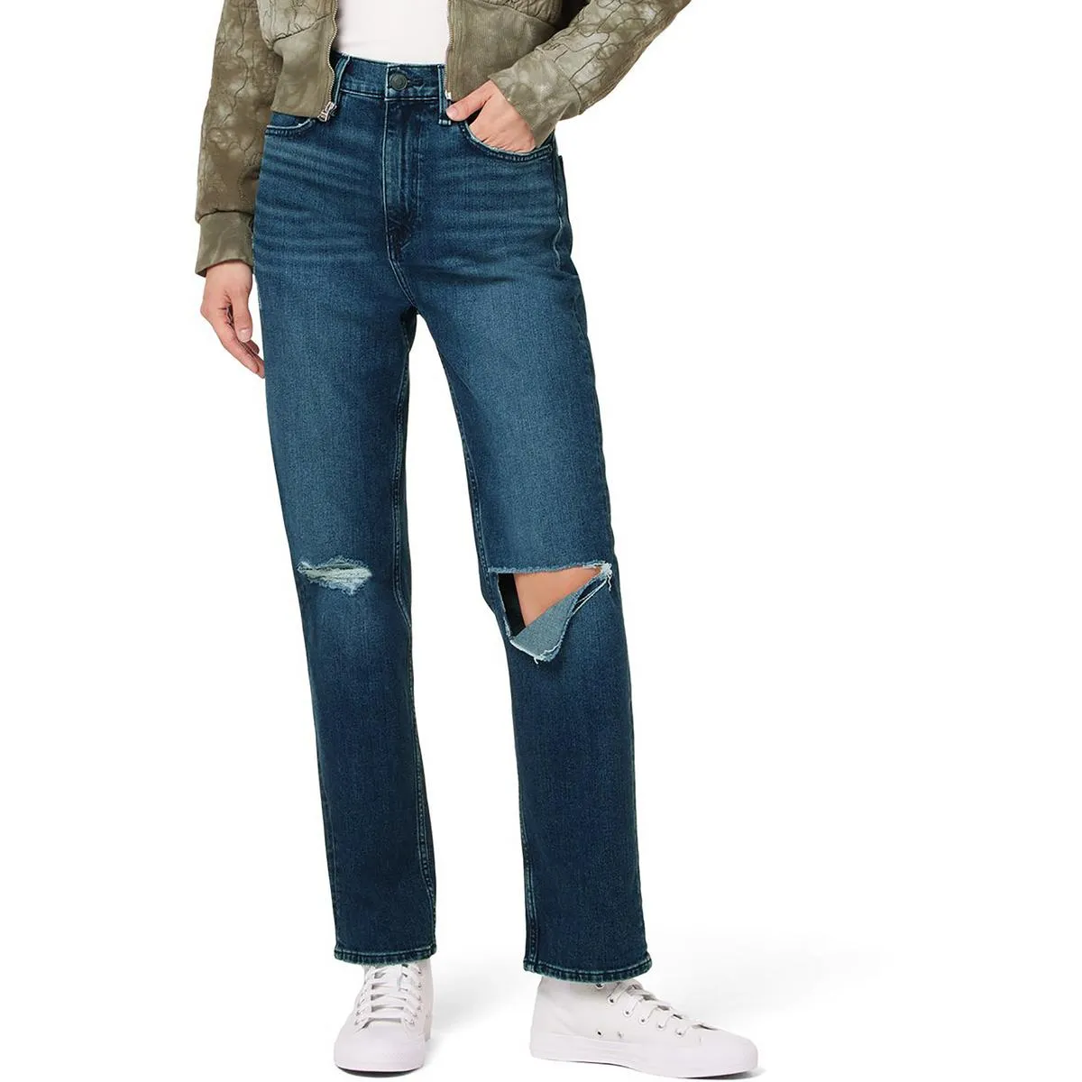 Hudson Womens Jade Loose Fit Destroyed Straight Leg Jeans