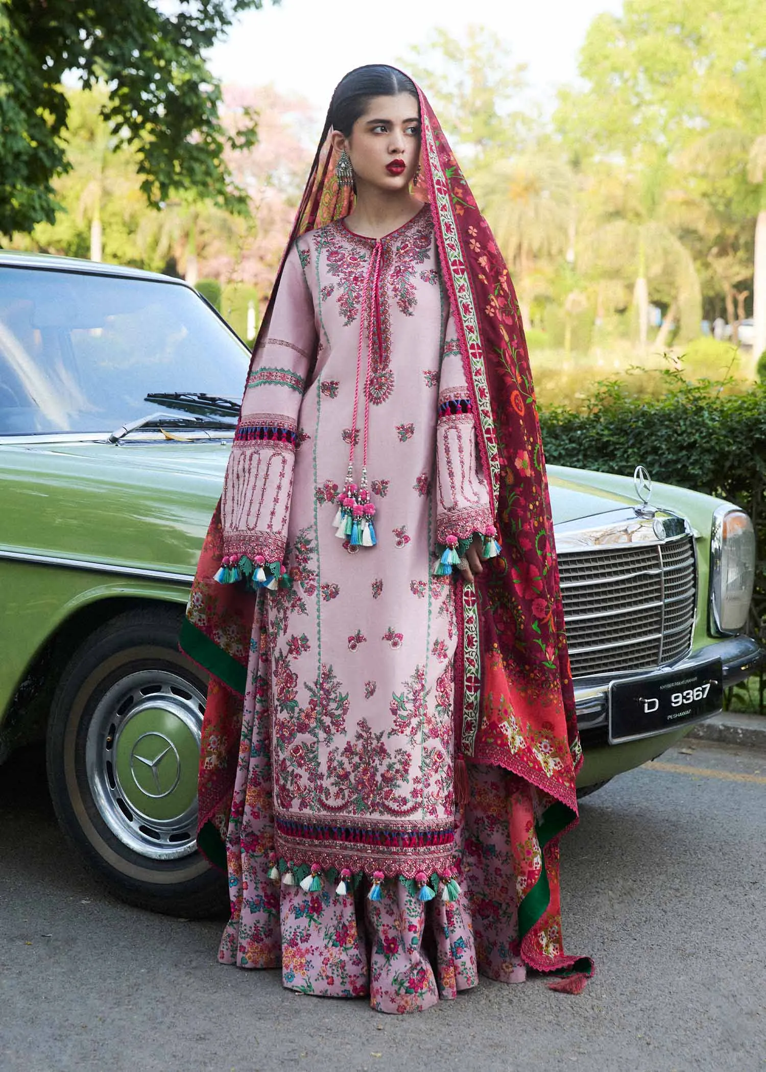 Hussain Rehar Embroidered Luxury Lawn Unstitched 3Pc Suit D-01 SAKURA