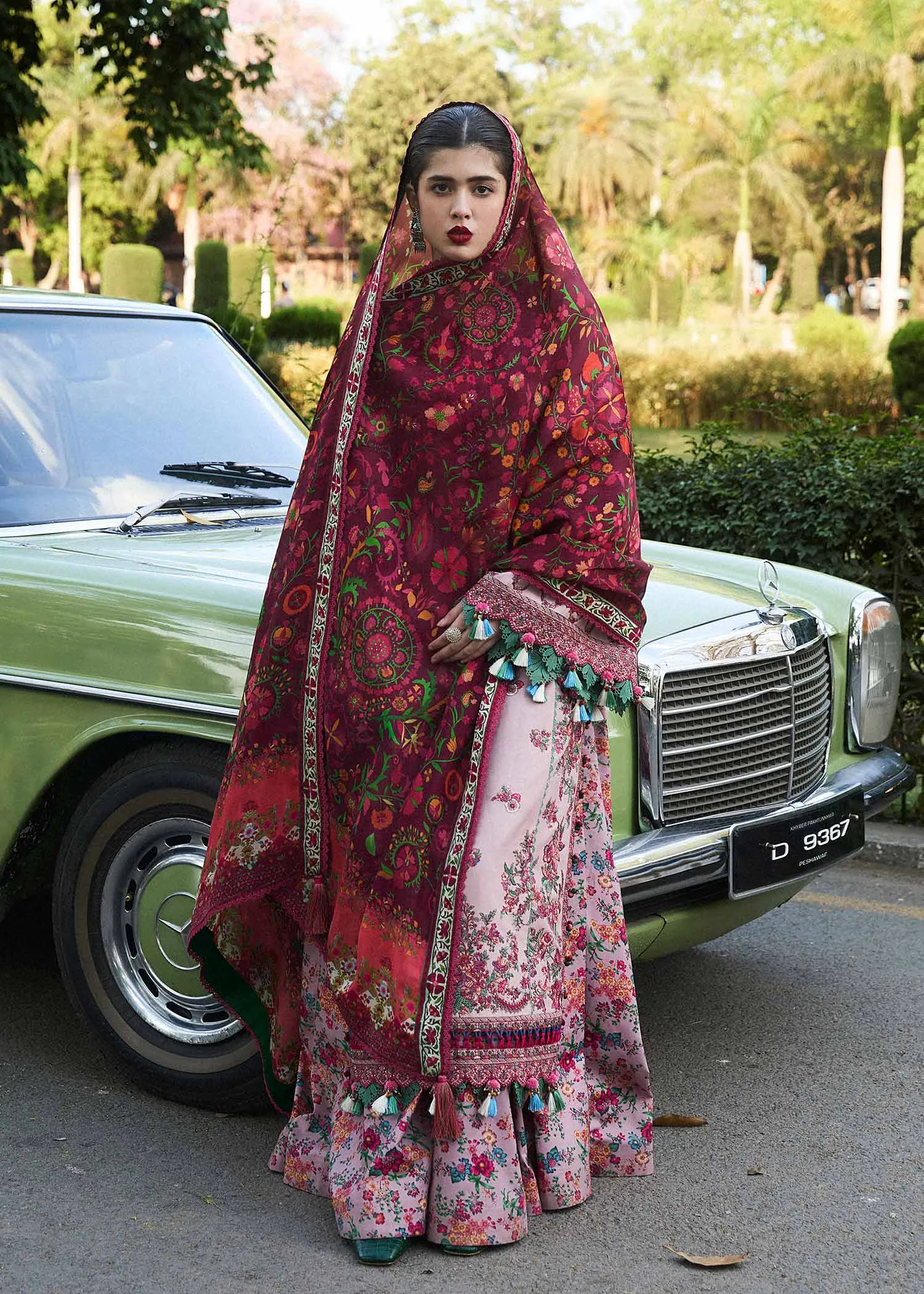 Hussain Rehar Embroidered Luxury Lawn Unstitched 3Pc Suit D-01 SAKURA