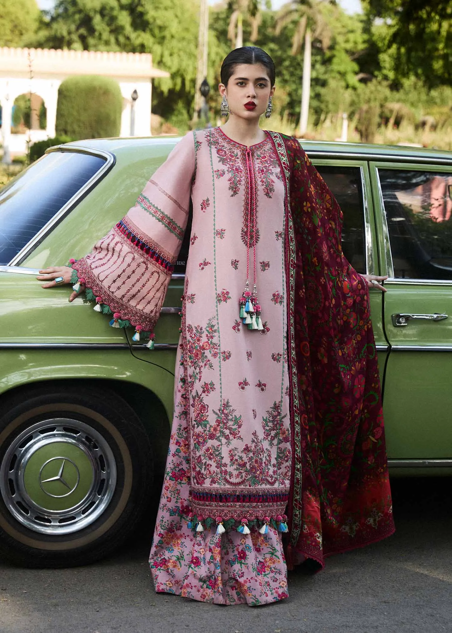 Hussain Rehar Embroidered Luxury Lawn Unstitched 3Pc Suit D-01 SAKURA