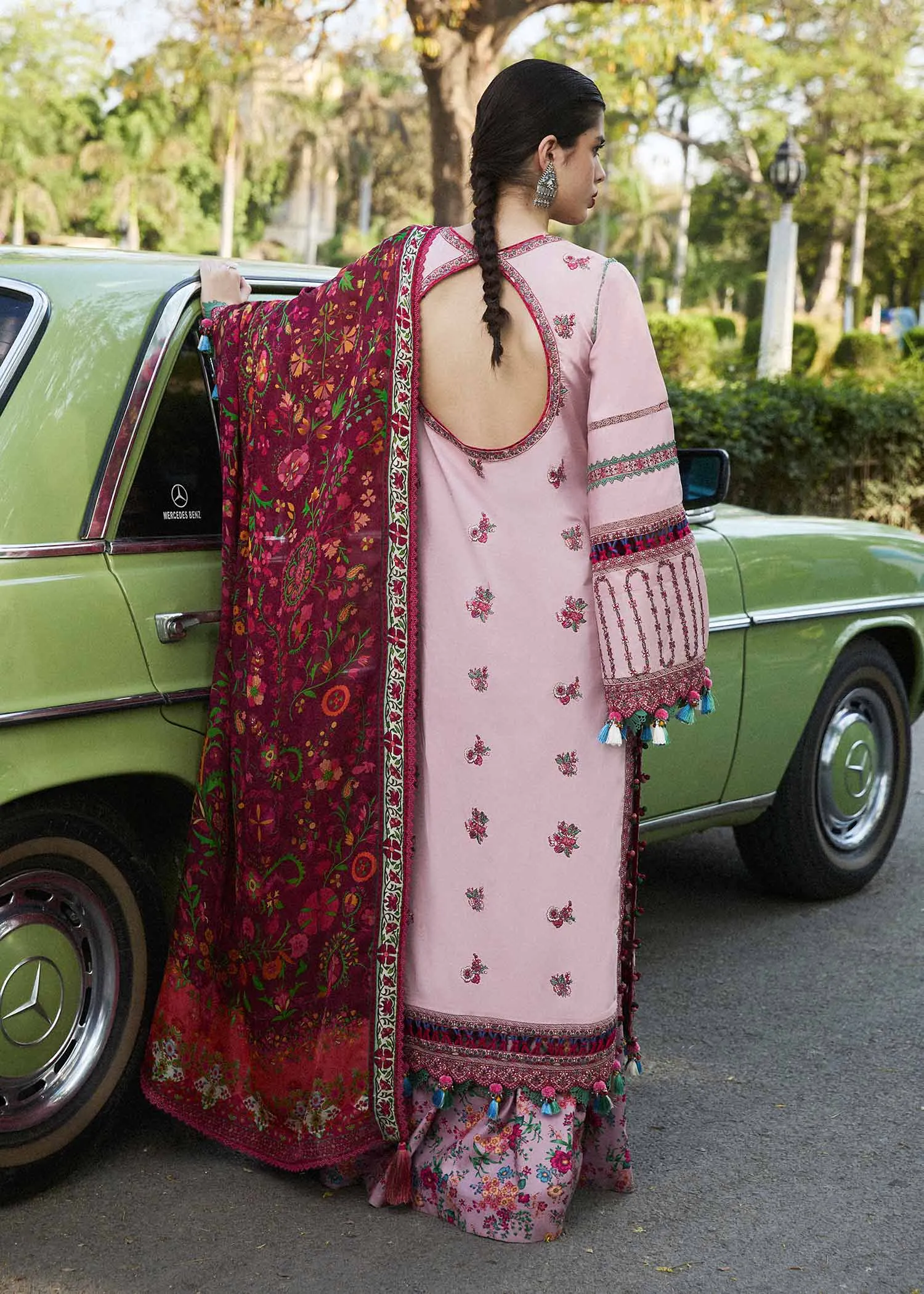 Hussain Rehar Embroidered Luxury Lawn Unstitched 3Pc Suit D-01 SAKURA