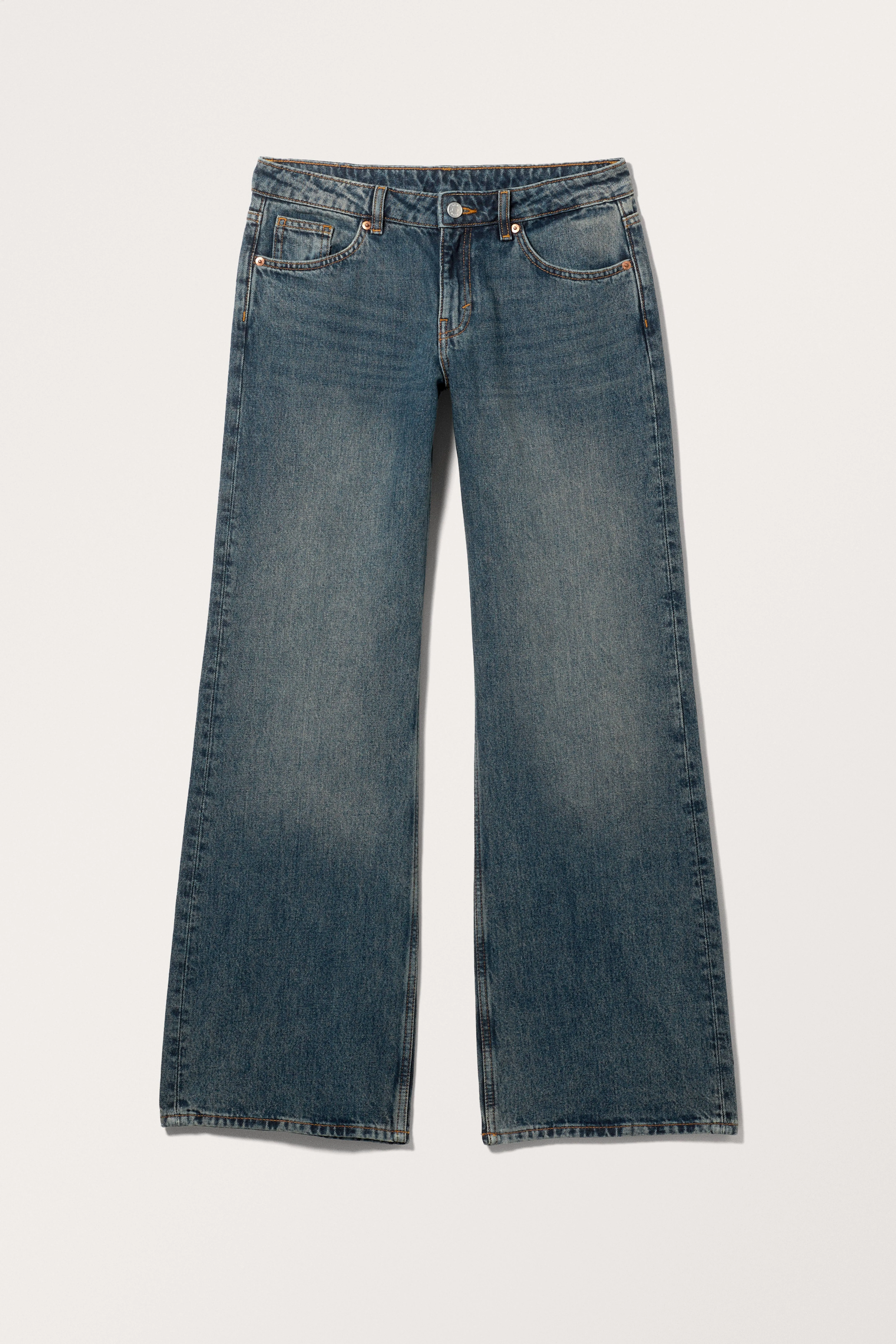 Imoo Low Wide Jeans - Low waist - Long - Canyon Blue - Ladies | H&M GB