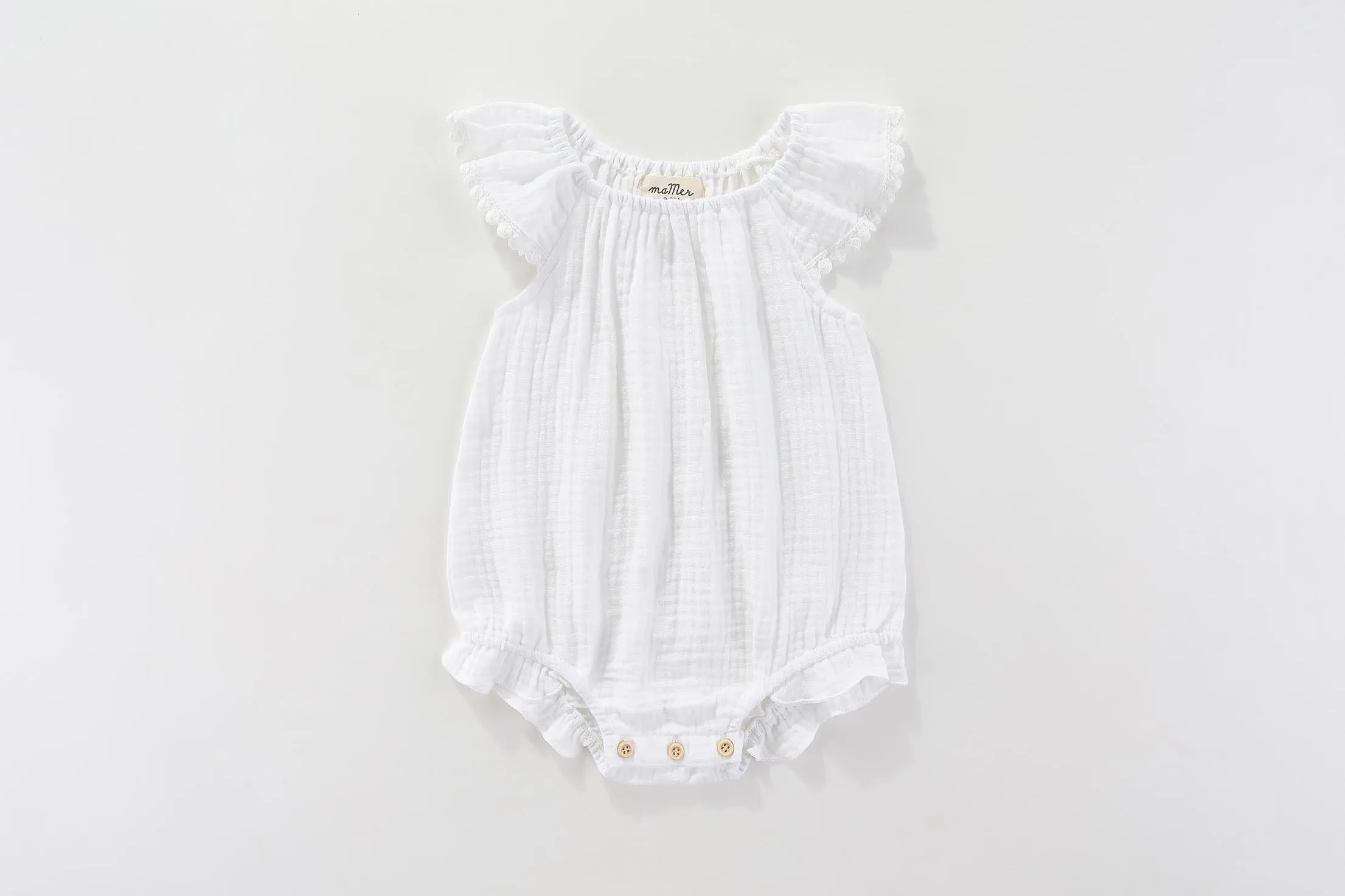 Isla 100% cotton romper: 0-6M, 6-12M, 1-2Y