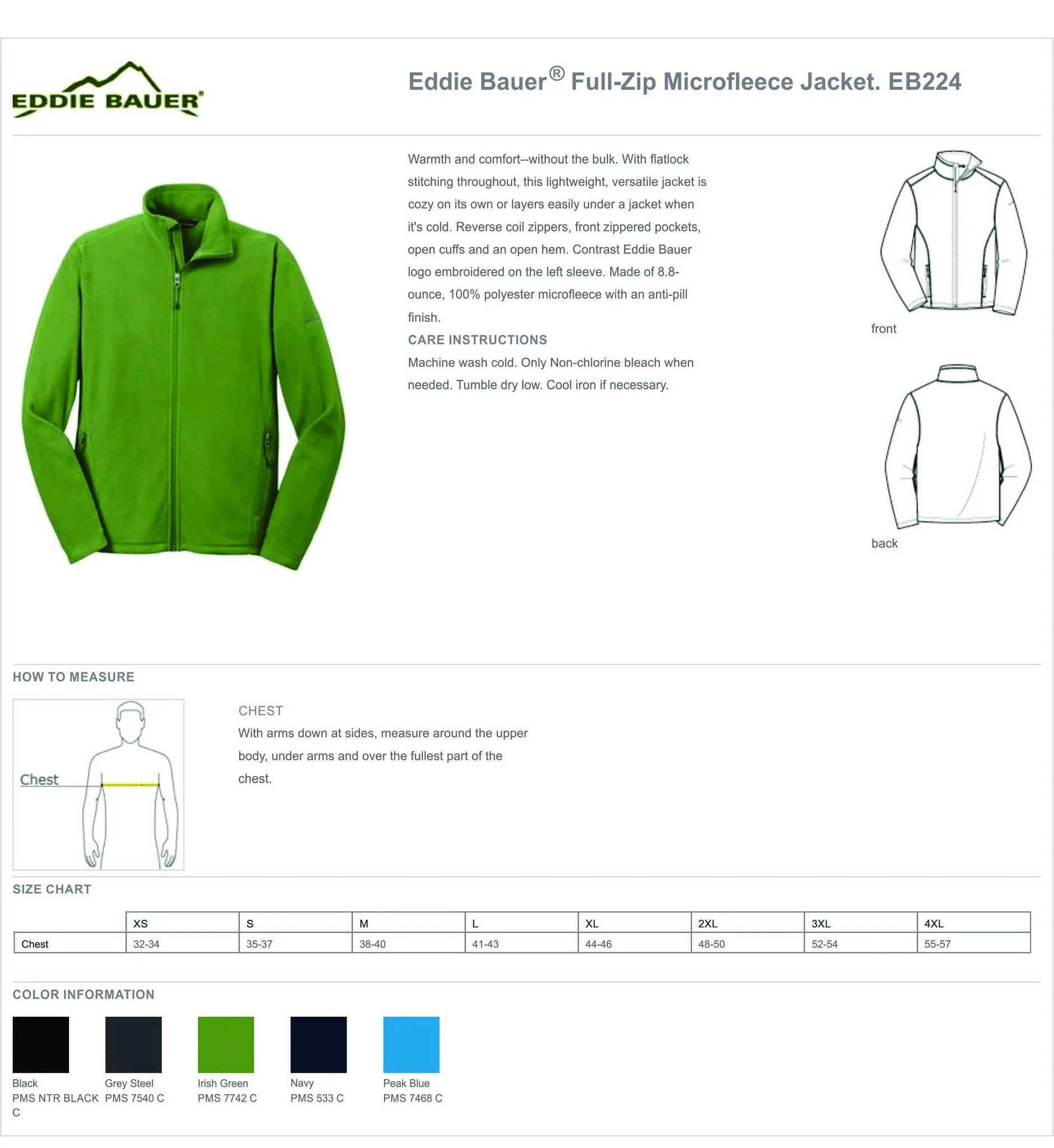 JH EB224 Men's Eddie Bauer Full-Zip Microfleece Jacket