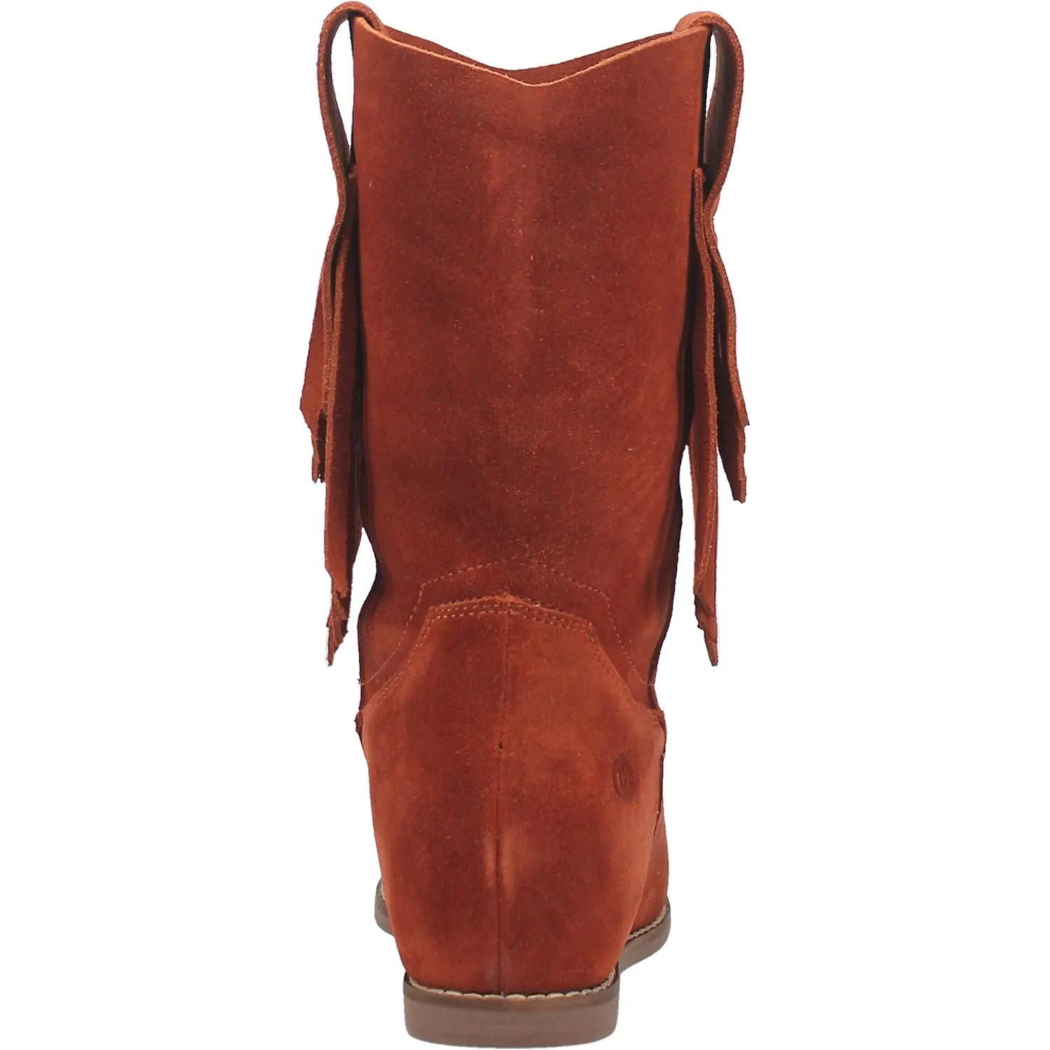 Kelsey Rust Suede Hidden Wedge Fringe Boots (DS)