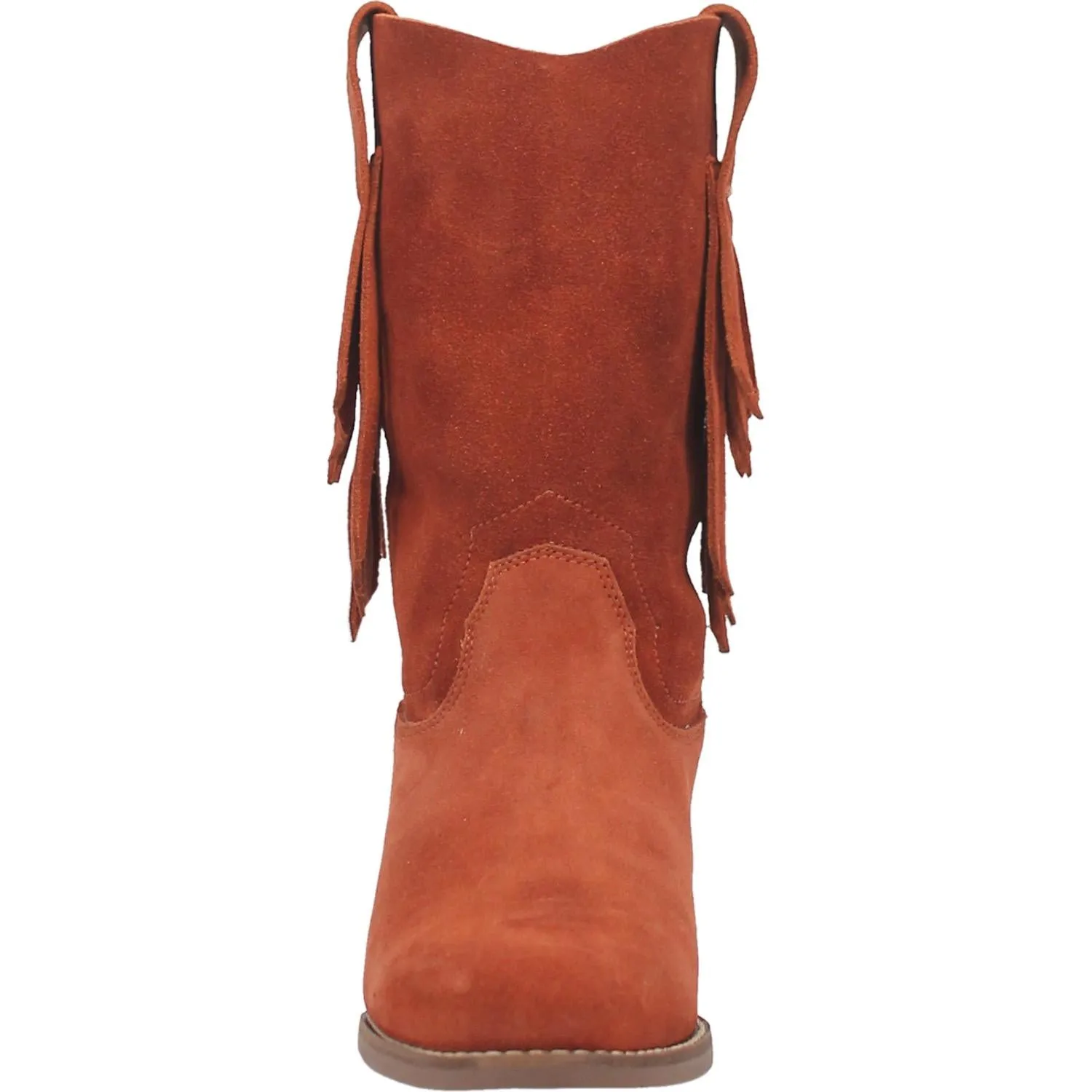 Kelsey Rust Suede Hidden Wedge Fringe Boots (DS)