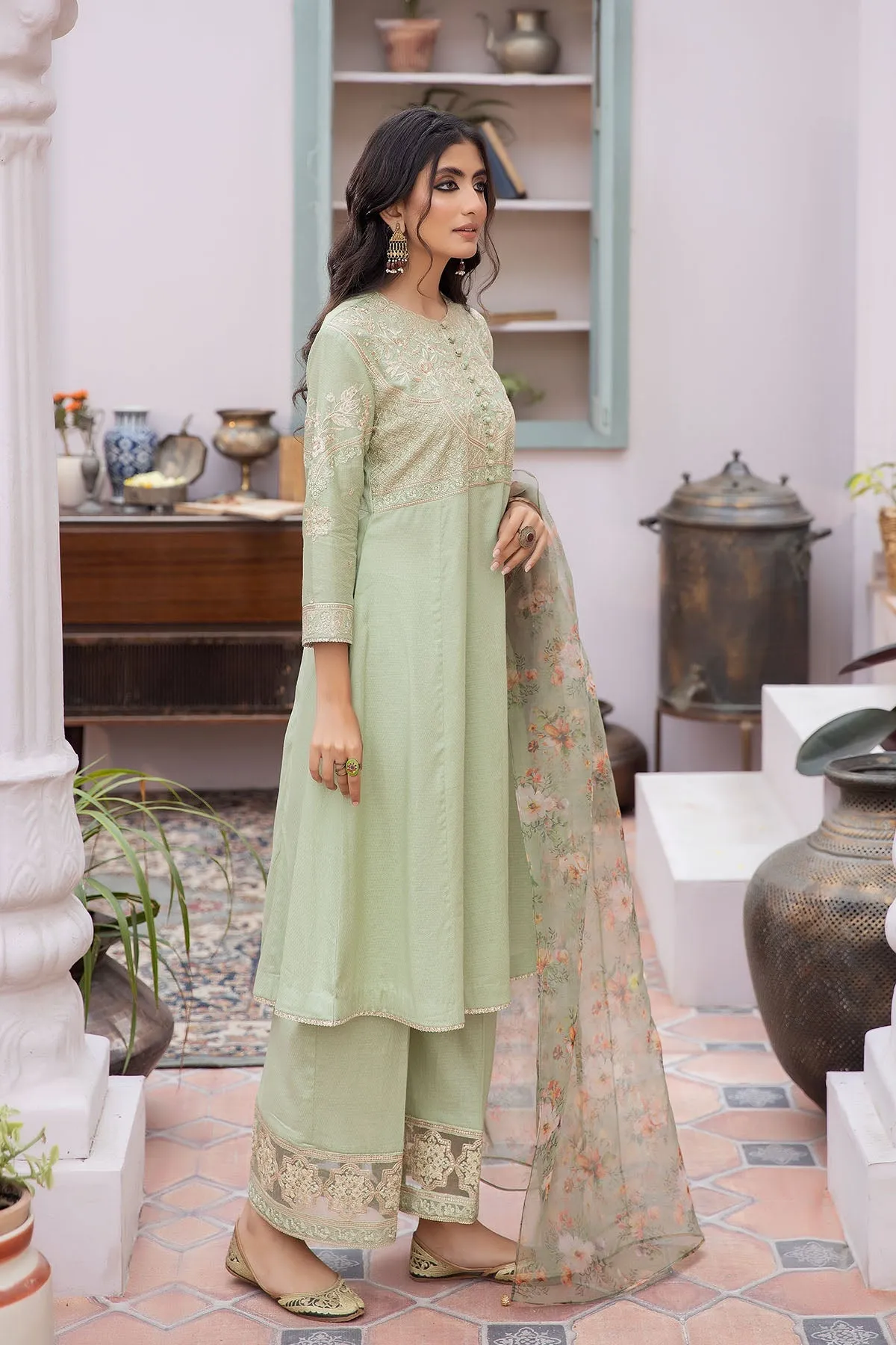 La Rosaa Festive Eid Embroidered Self Lawn Ready to Wear 3Pc Suit LE-24-10