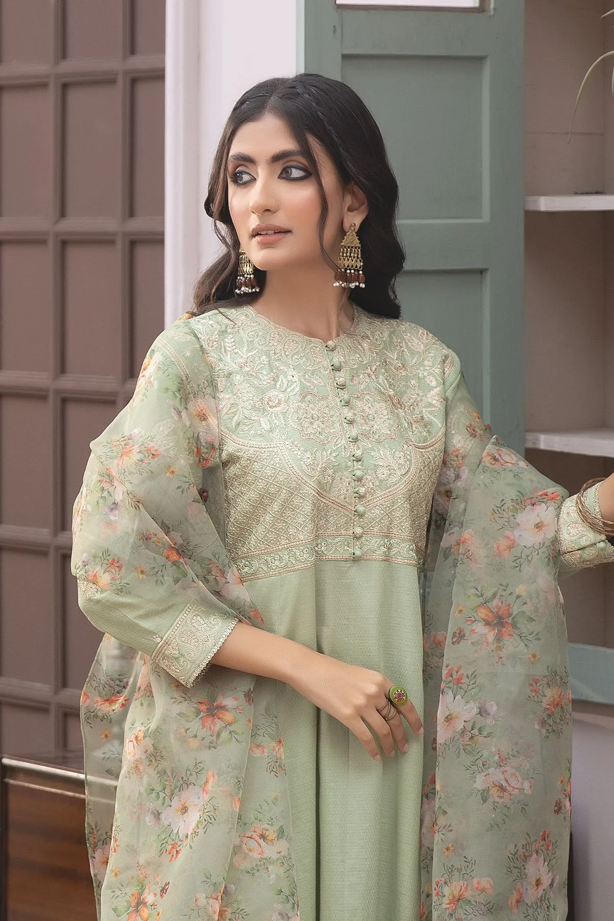 La Rosaa Festive Eid Embroidered Self Lawn Ready to Wear 3Pc Suit LE-24-10