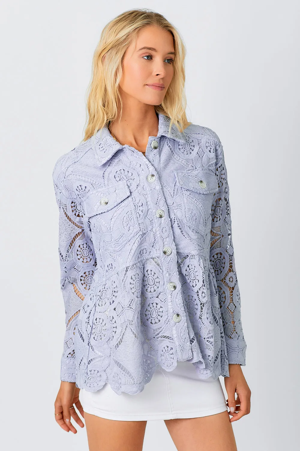 Lace Peplum Trucker Jacket