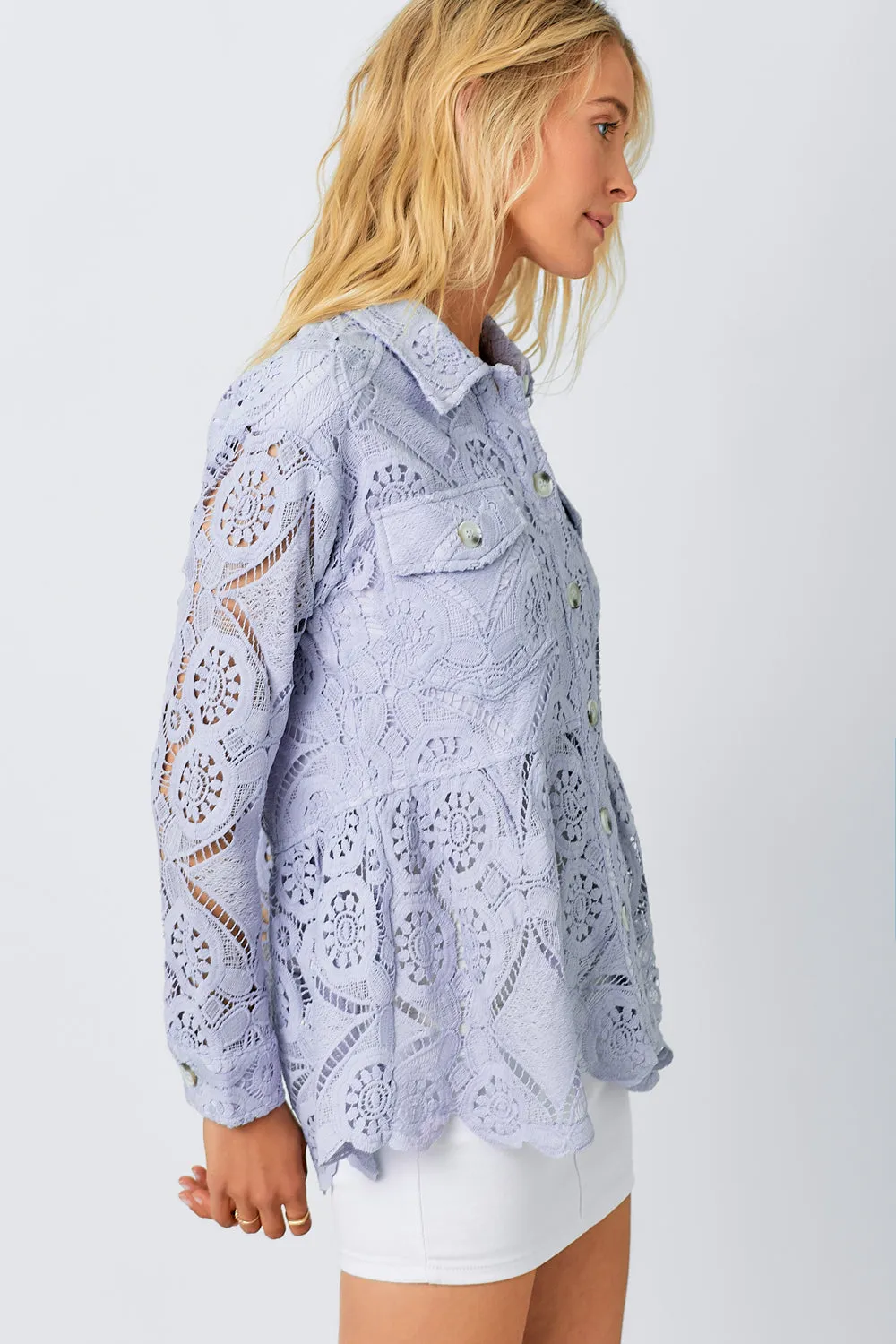 Lace Peplum Trucker Jacket