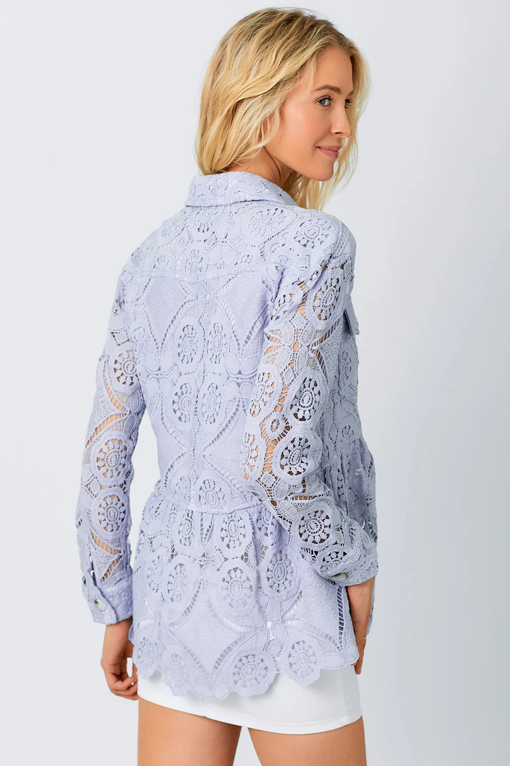 Lace Peplum Trucker Jacket