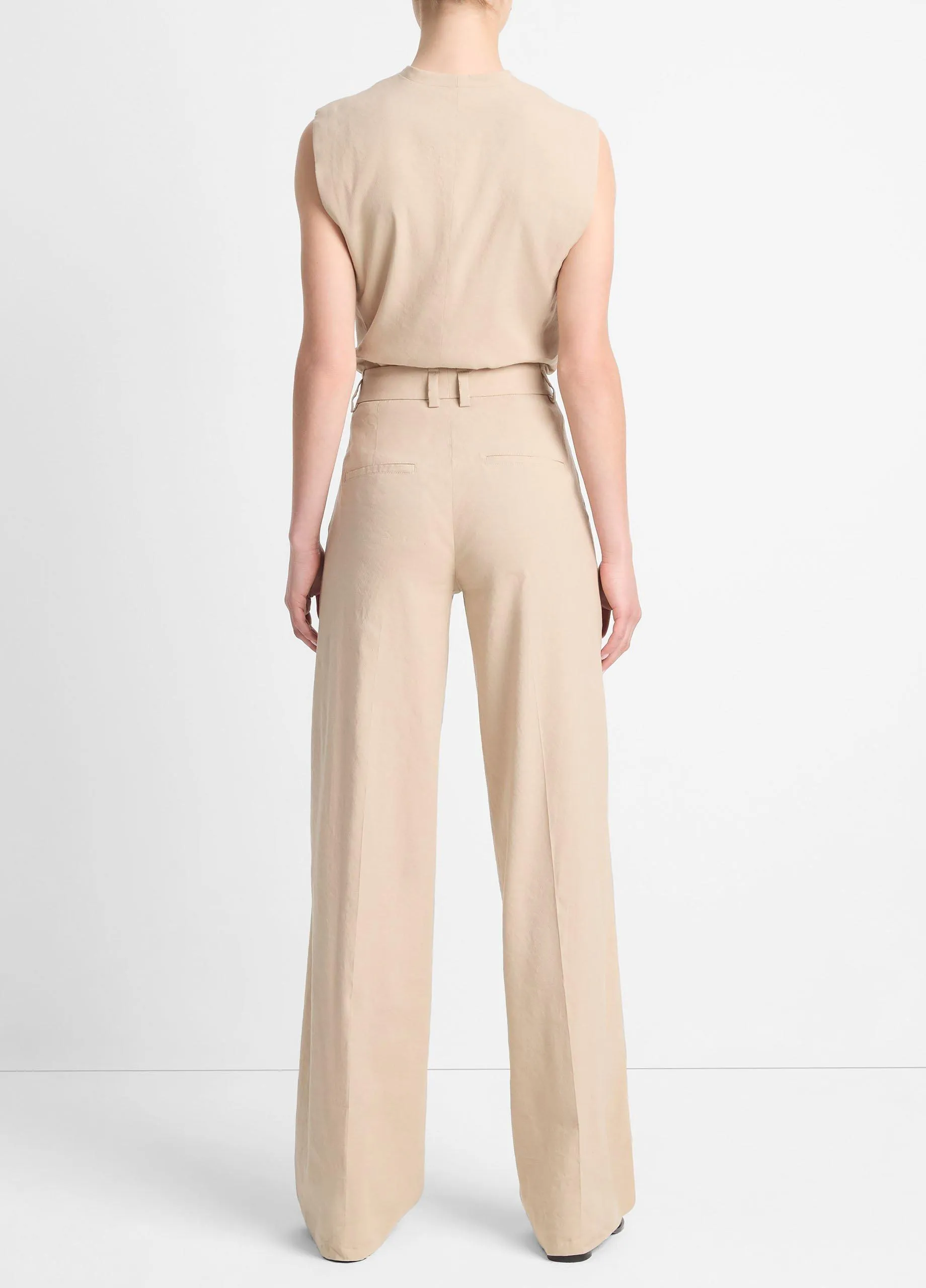 Linen-Blend High-Waist Wide-Leg Pant