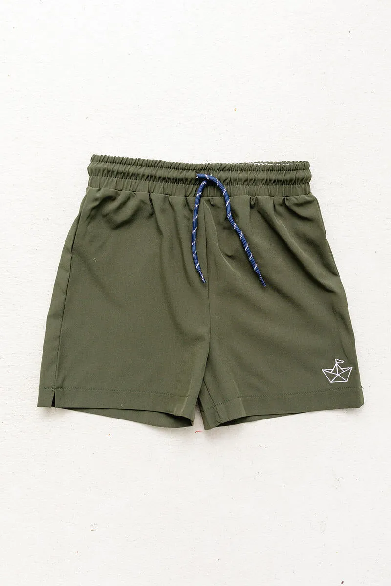 Little Paper Boat - Harrison Sport Shorts - Olive