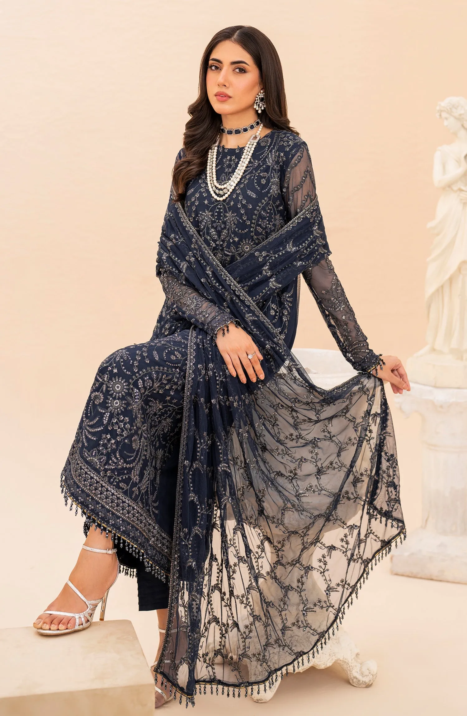 Maheer by Zarif Sequins Embroidered Net Unstitched 3Pc Suit ZMU-02 ILANA