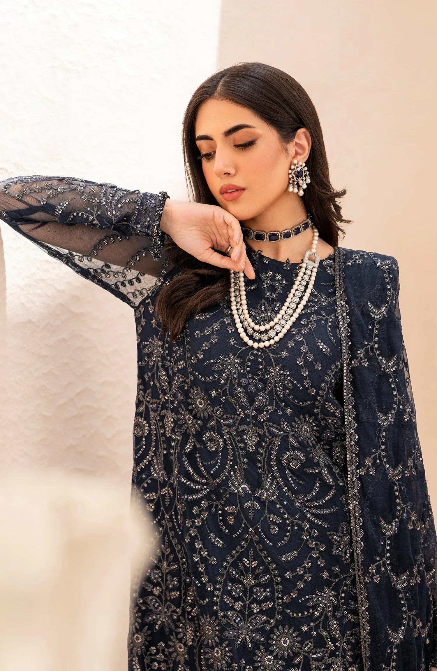 Maheer by Zarif Sequins Embroidered Net Unstitched 3Pc Suit ZMU-02 ILANA