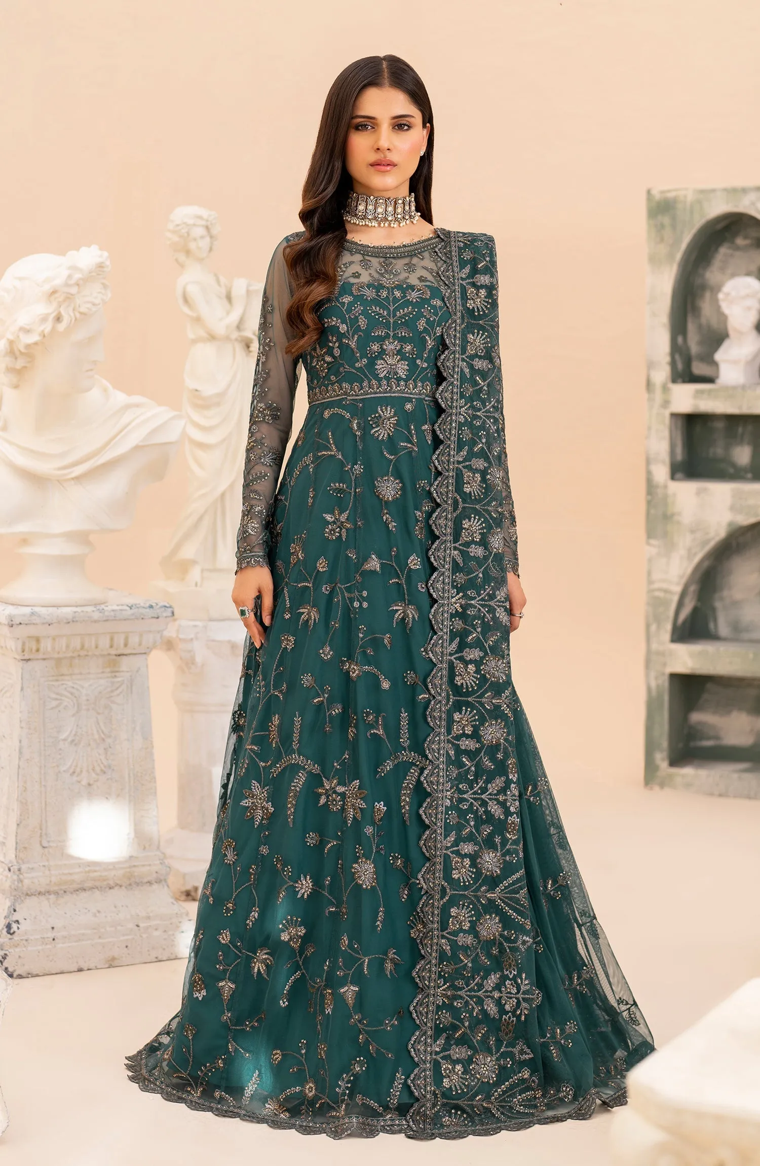 Maheer by Zarif Sequins Embroidered Net Unstitched 3Pc Suit ZMU-07 ZAYB