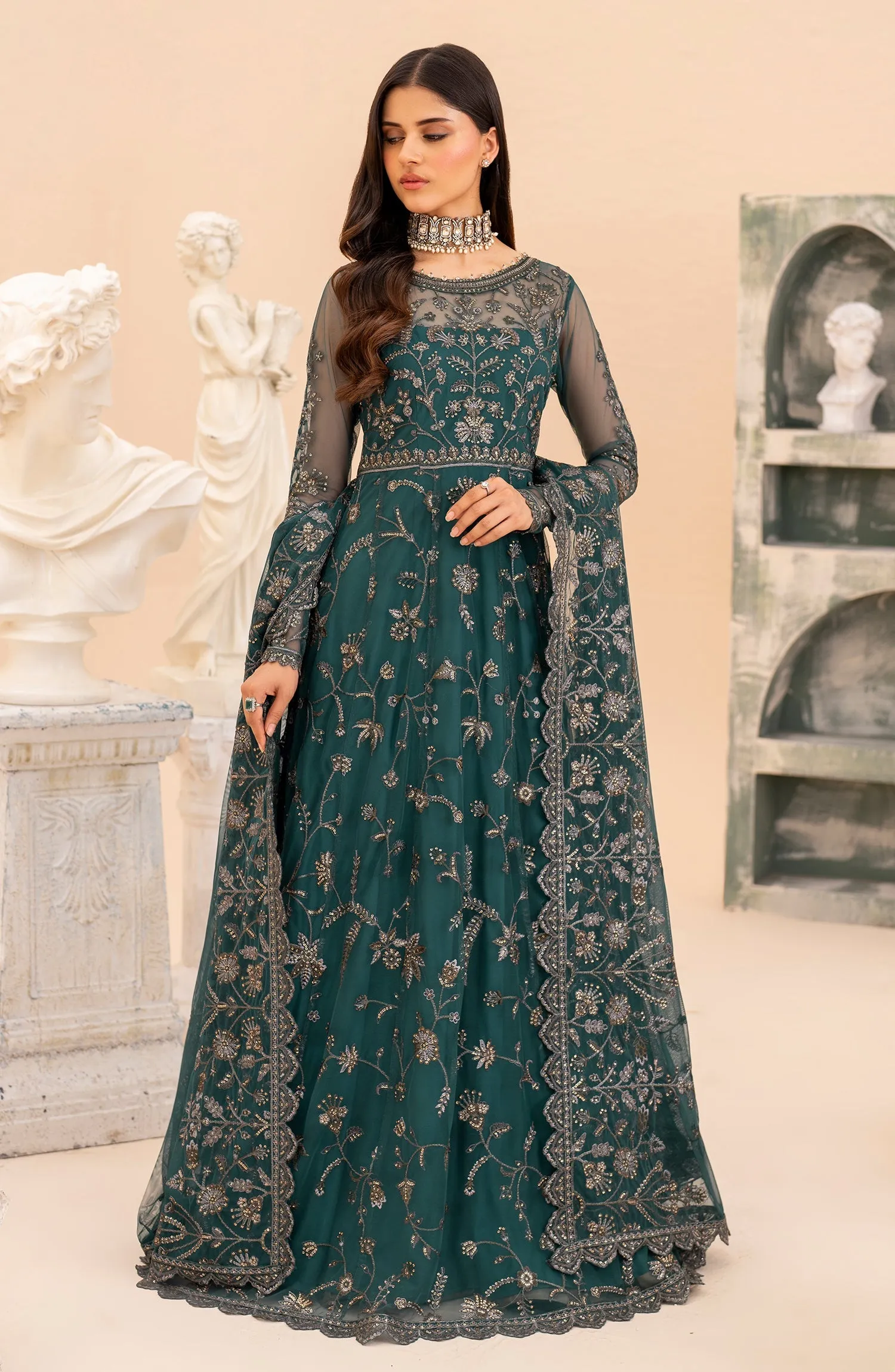 Maheer by Zarif Sequins Embroidered Net Unstitched 3Pc Suit ZMU-07 ZAYB