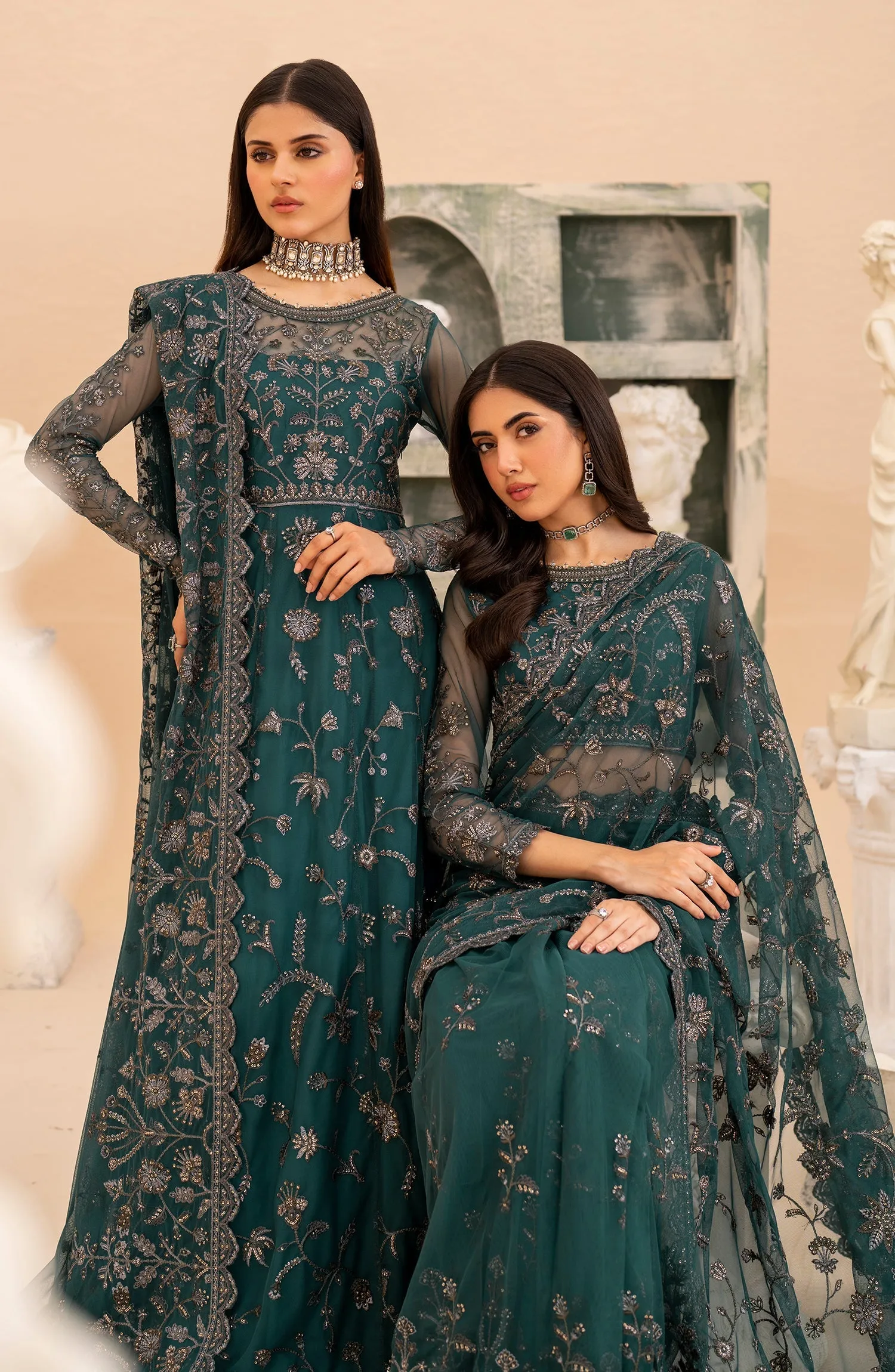 Maheer by Zarif Sequins Embroidered Net Unstitched 3Pc Suit ZMU-07 ZAYB