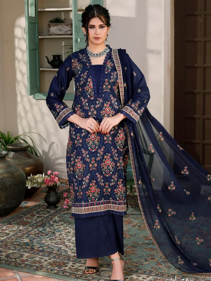 Manizay Saqafat Premium Embroidered Lawn Unstitched 3Pc Suit D-05