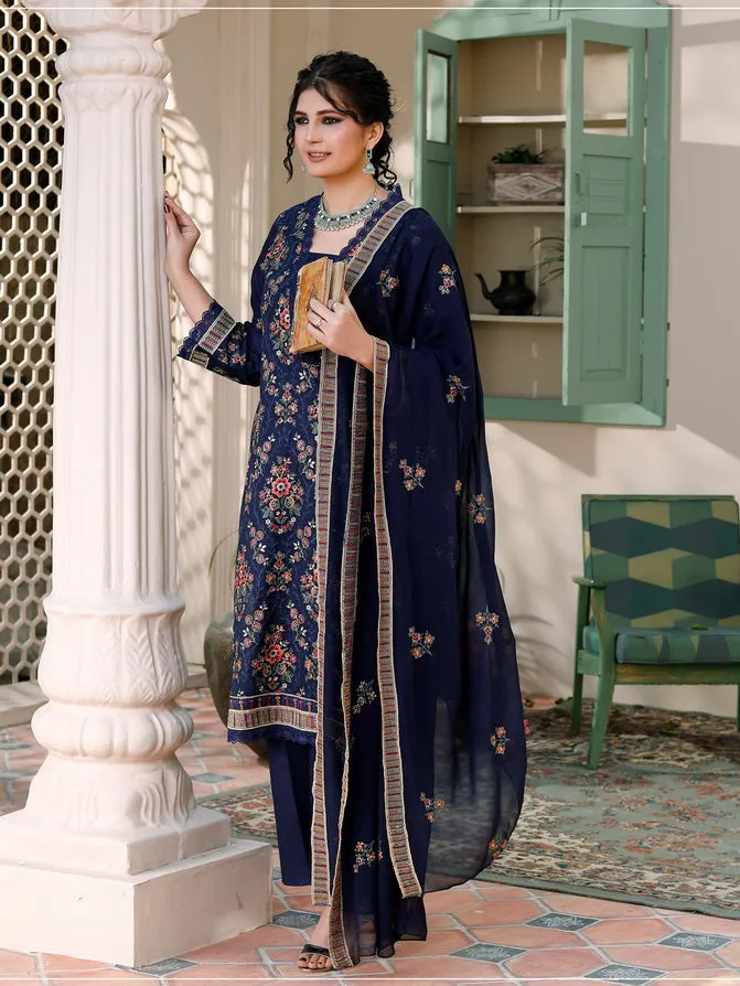 Manizay Saqafat Premium Embroidered Lawn Unstitched 3Pc Suit D-05